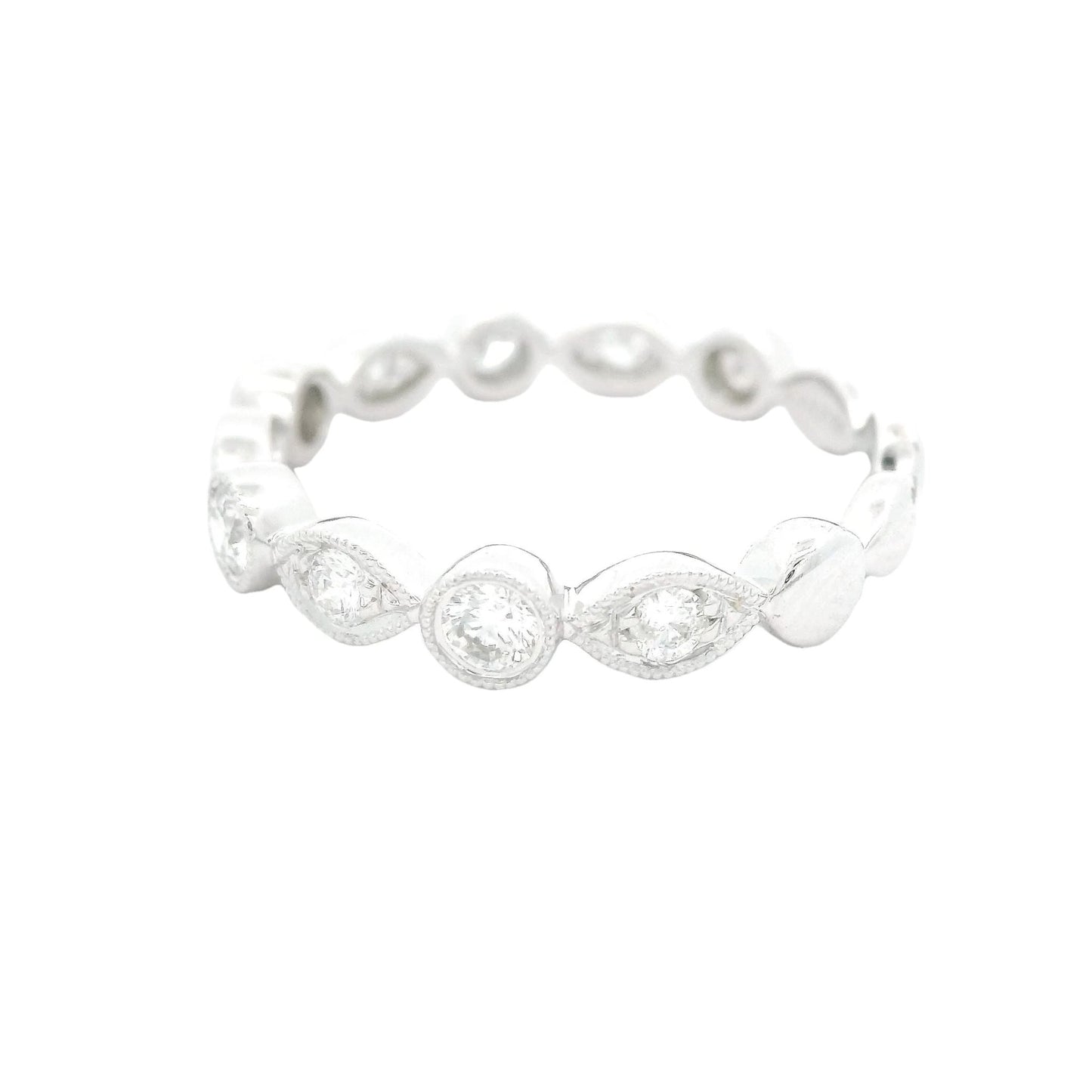 Diamond Band With Marquise and Round Milgrain Bezels - Forever Rox