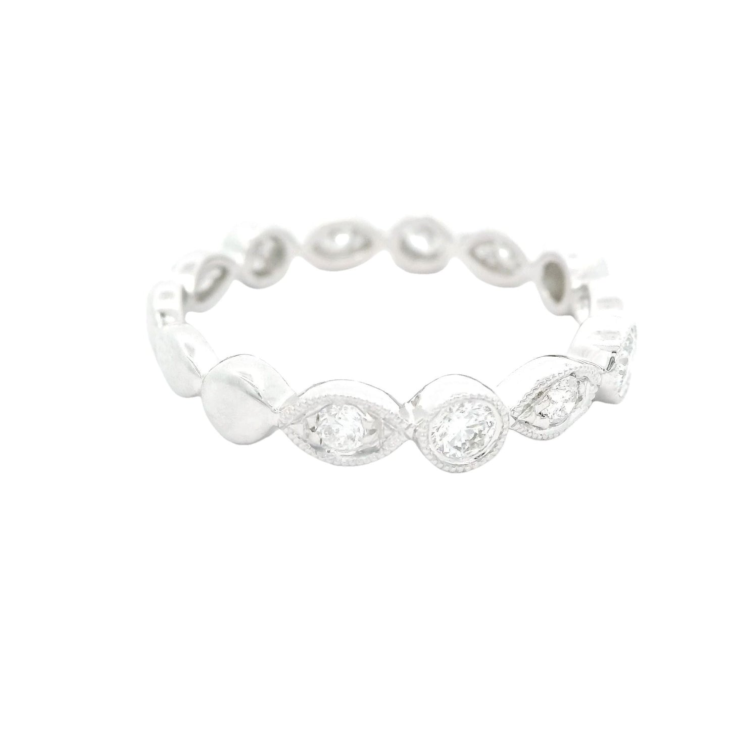 Diamond Band With Marquise and Round Milgrain Bezels - Forever Rox