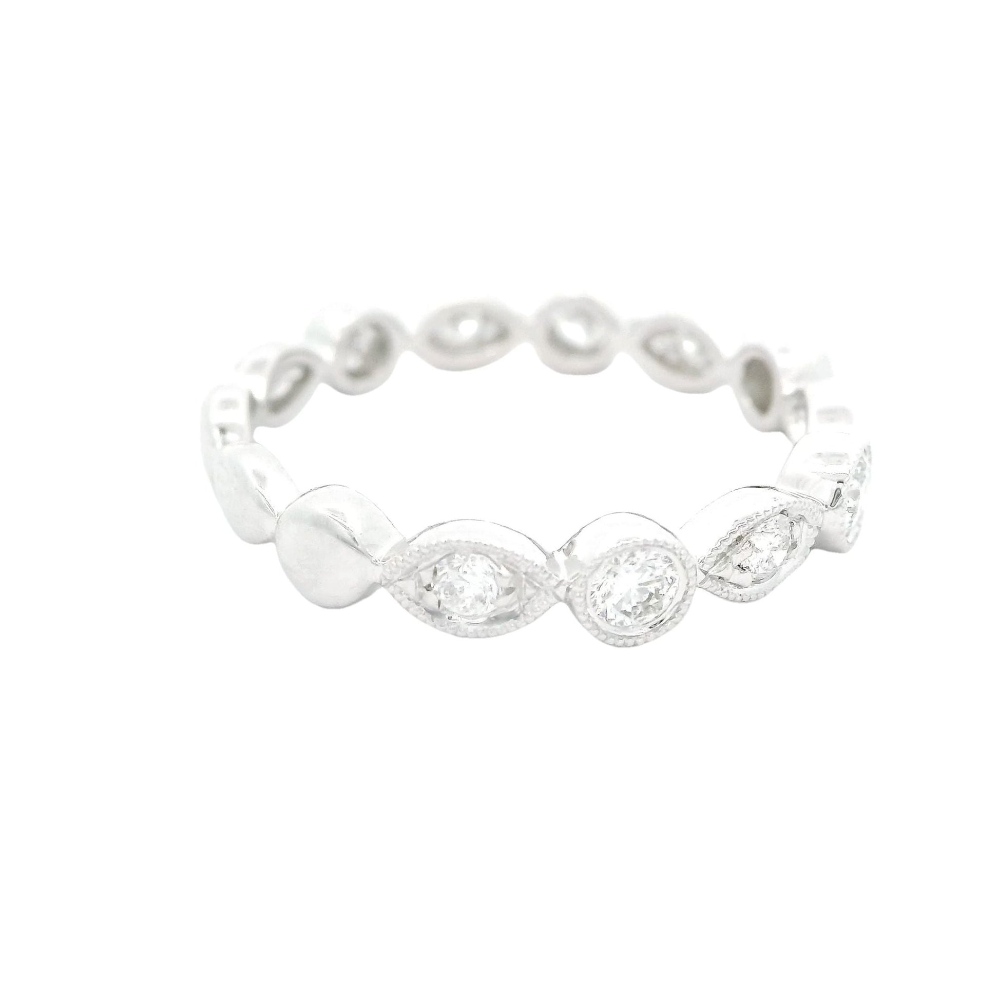 Diamond Band With Marquise and Round Milgrain Bezels - Forever Rox
