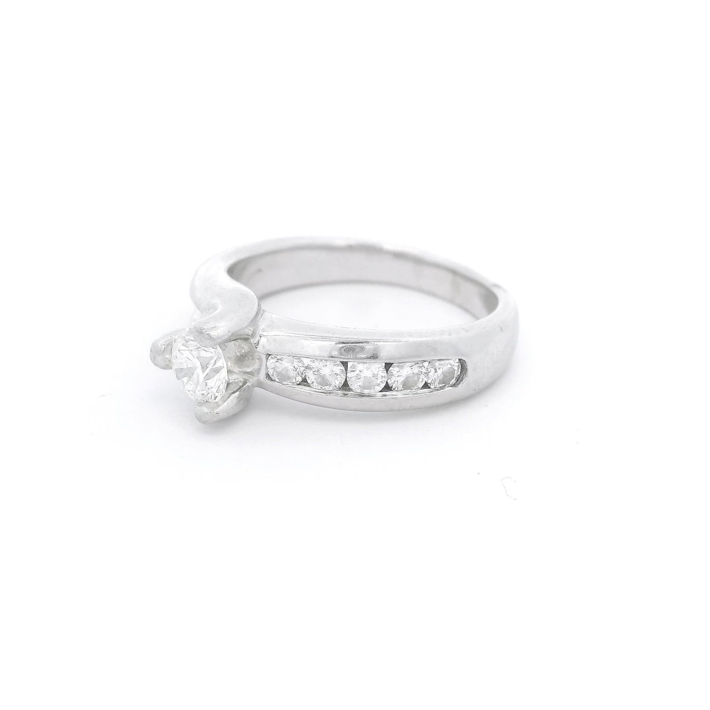 Diamond Bridal Ring with Chennel Set Diamonds - Forever Rox Fine Jewelry