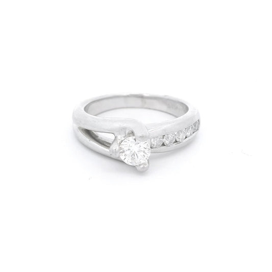 Diamond Bridal Ring with Chennel Set Diamonds - Forever Rox Fine Jewelry