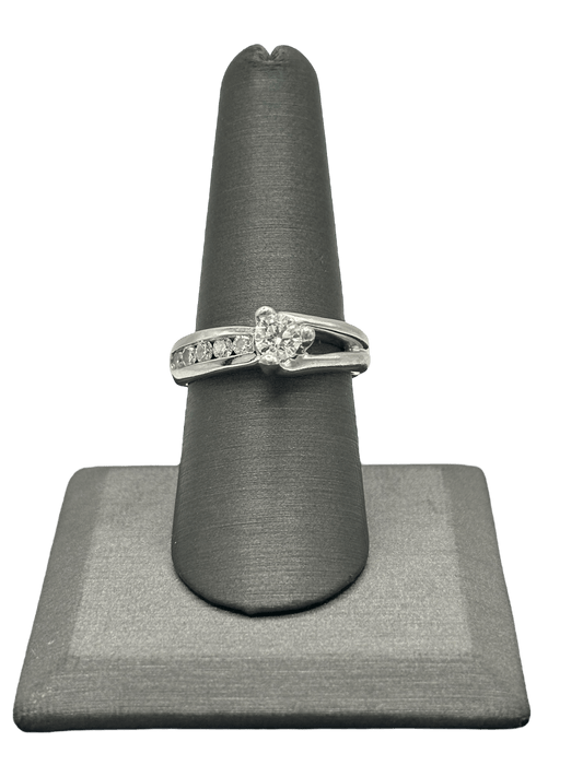 Diamond Bridal Ring With Stones Down One Side of the Shank - Forever Rox