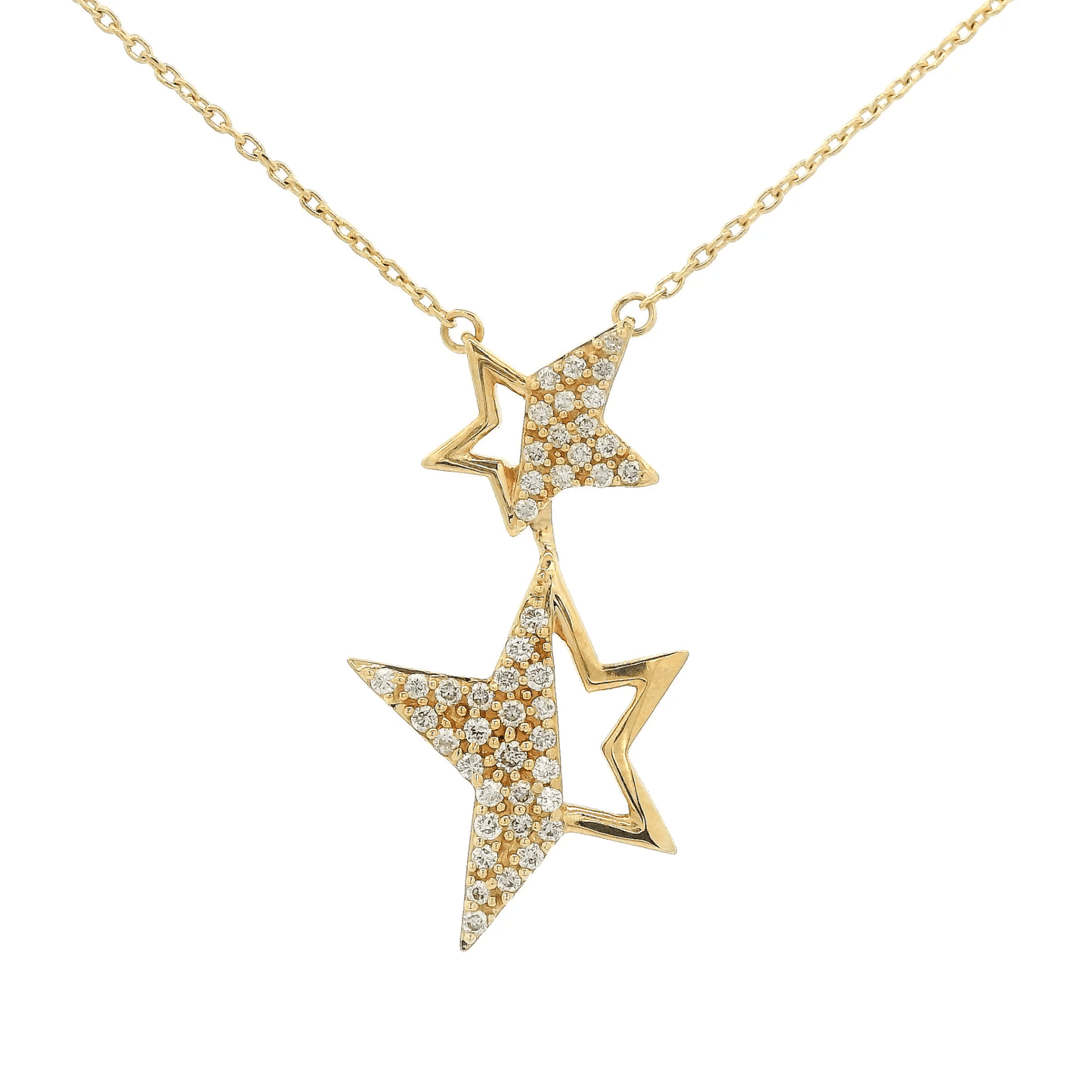 Diamond Double Star Dangle Pendant - Forever Rox