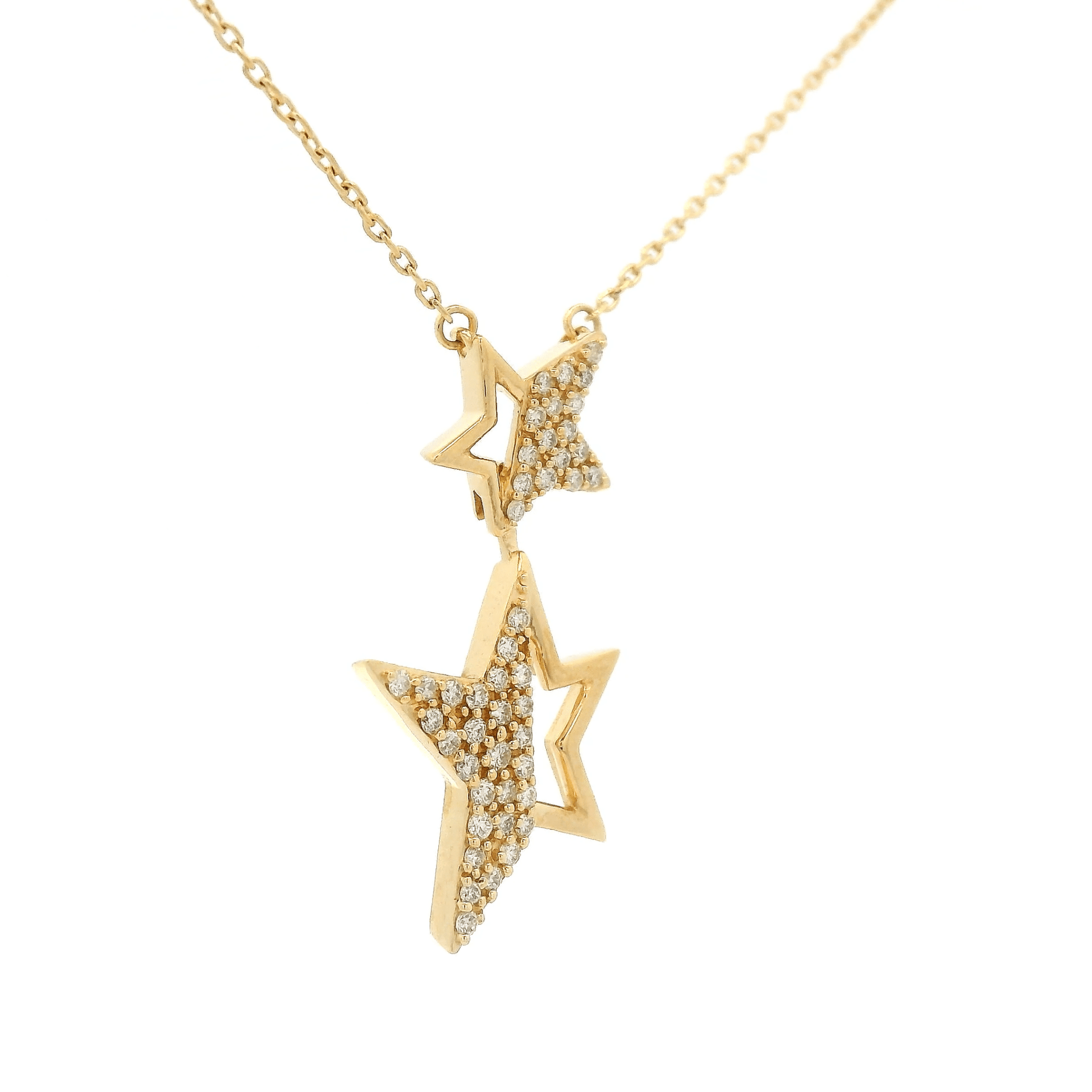 Diamond Double Star Dangle Pendant - Forever Rox