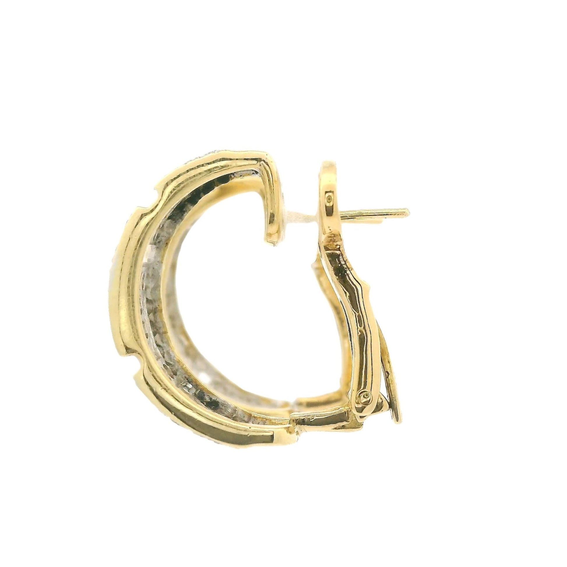 Diamond Egyptian/Greek Key Design Half Hoop Earrings - Forever Rox