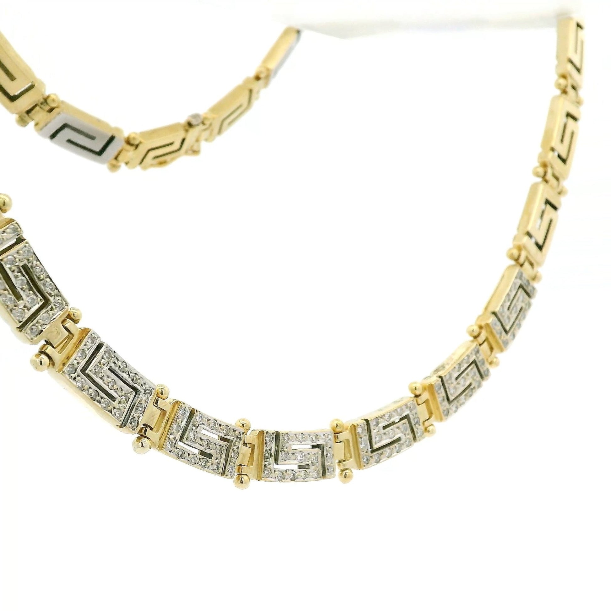 Diamond Egyptian/Greek Key Design Necklace - Forever Rox