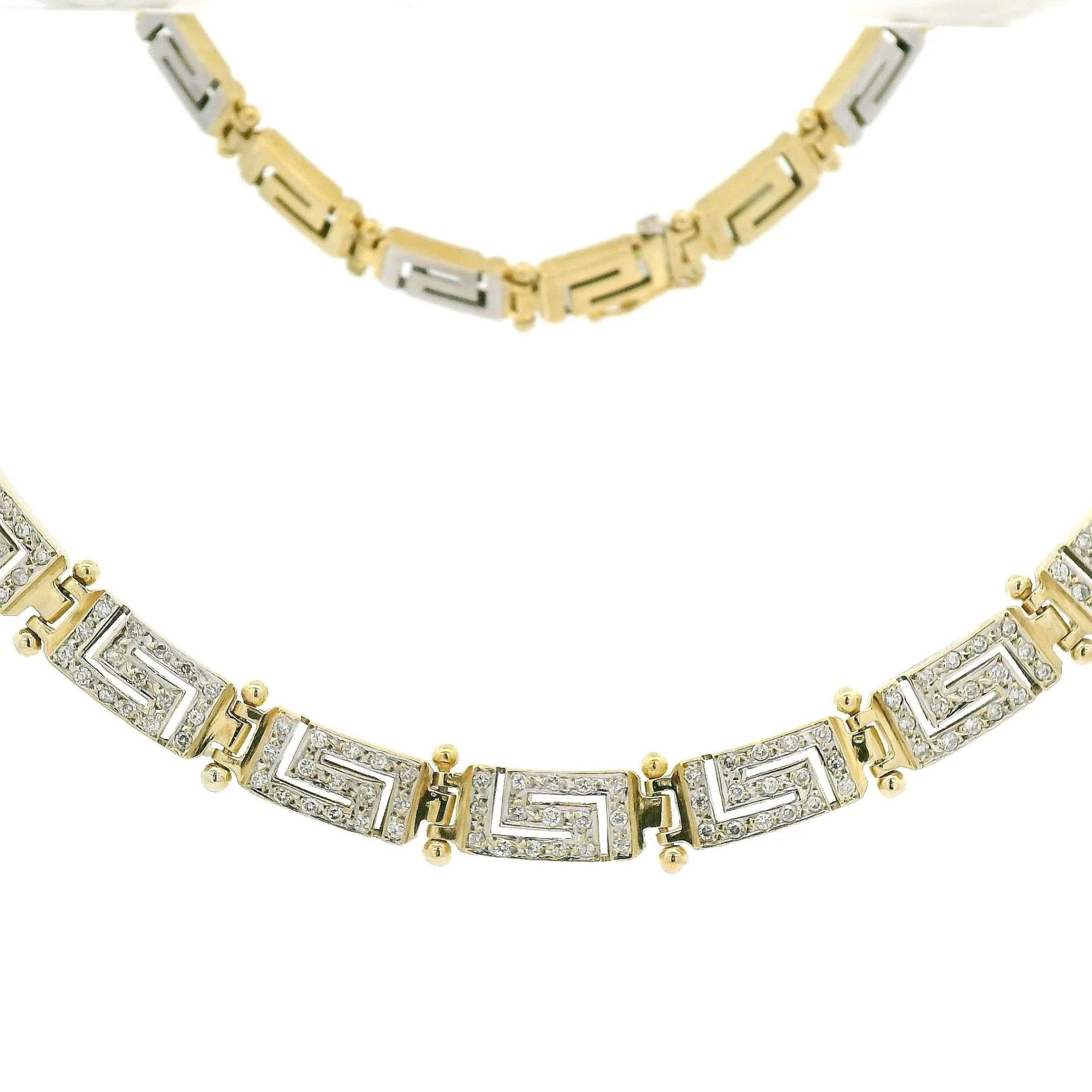 Diamond Egyptian/Greek Key Design Necklace - Forever Rox