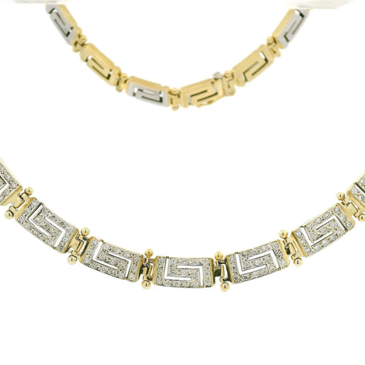 Diamond Egyptian/Greek Key Design Necklace - Forever Rox