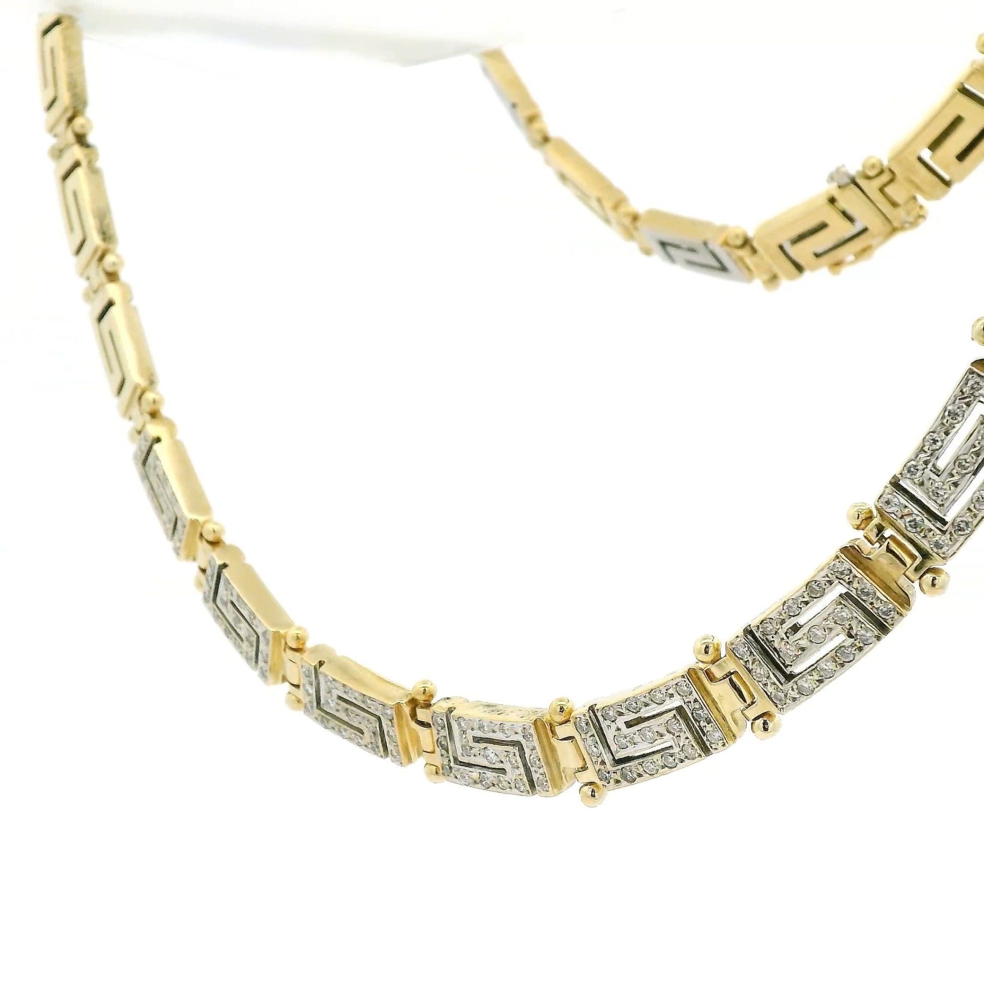 Diamond Egyptian/Greek Key Design Necklace - Forever Rox