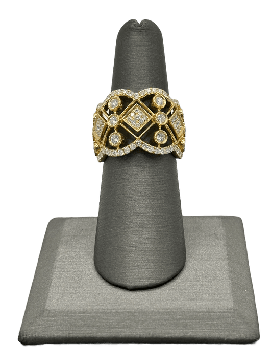 Diamond Filigree Circle & Triangle Modern Design Ring - Forever Rox