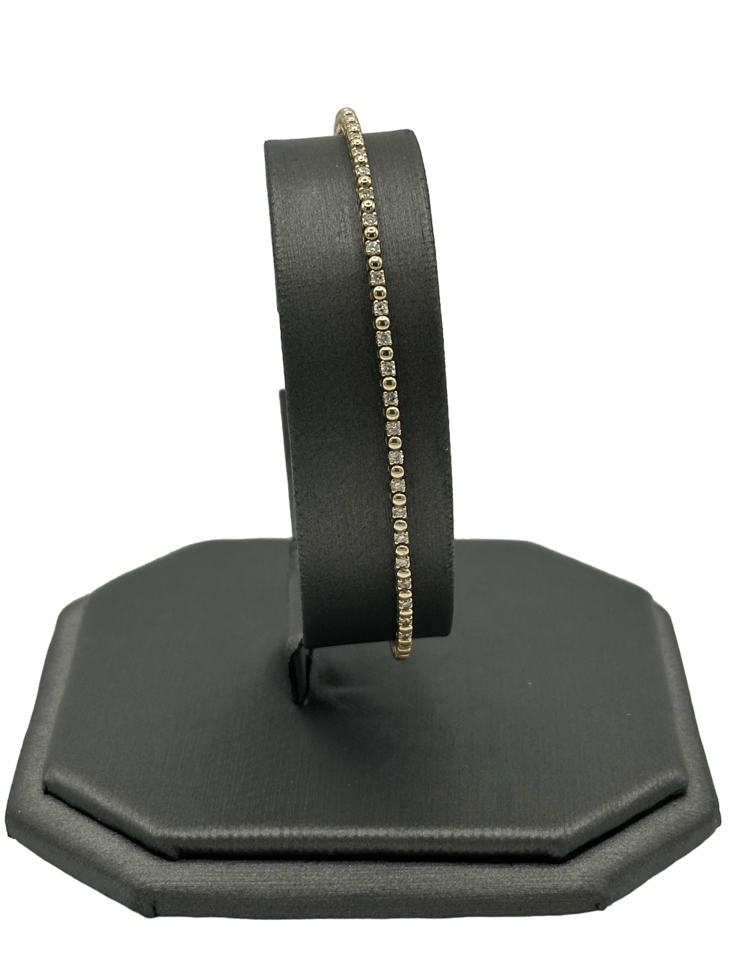 Diamond & Gold Bead Alternating Flex Bangle - Forever Rox