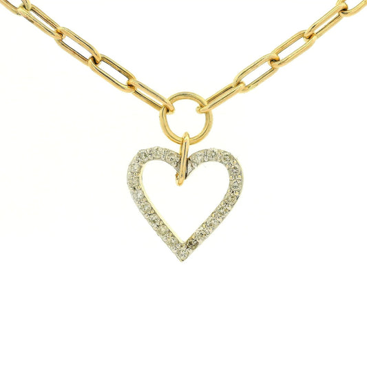 Diamond Heart Pendant Paperclip Necklace - Forever Rox Fine Jewelry