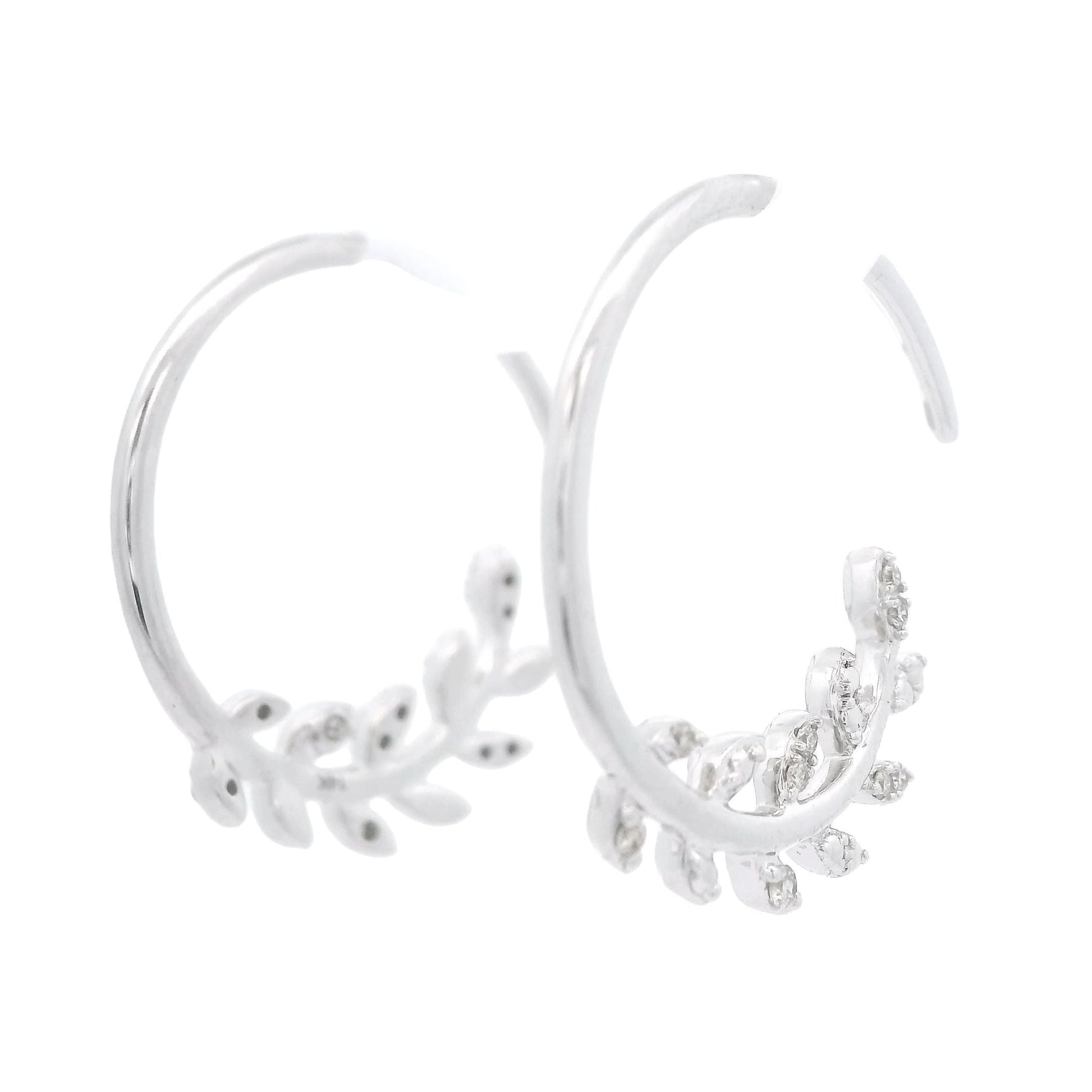 Diamond Leaf Hoops - Forever Rox