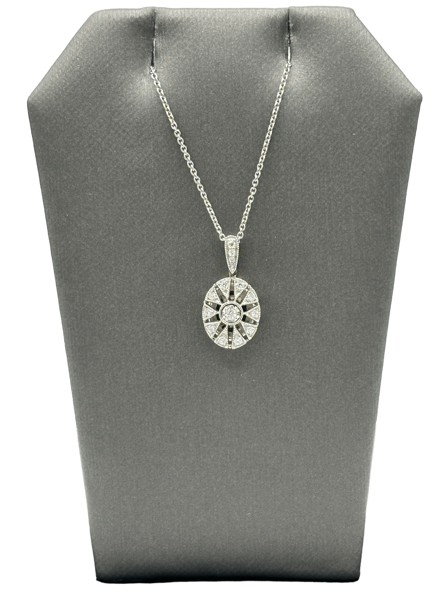 Diamond Oval Pendant With Star Design & Chain - Forever Rox