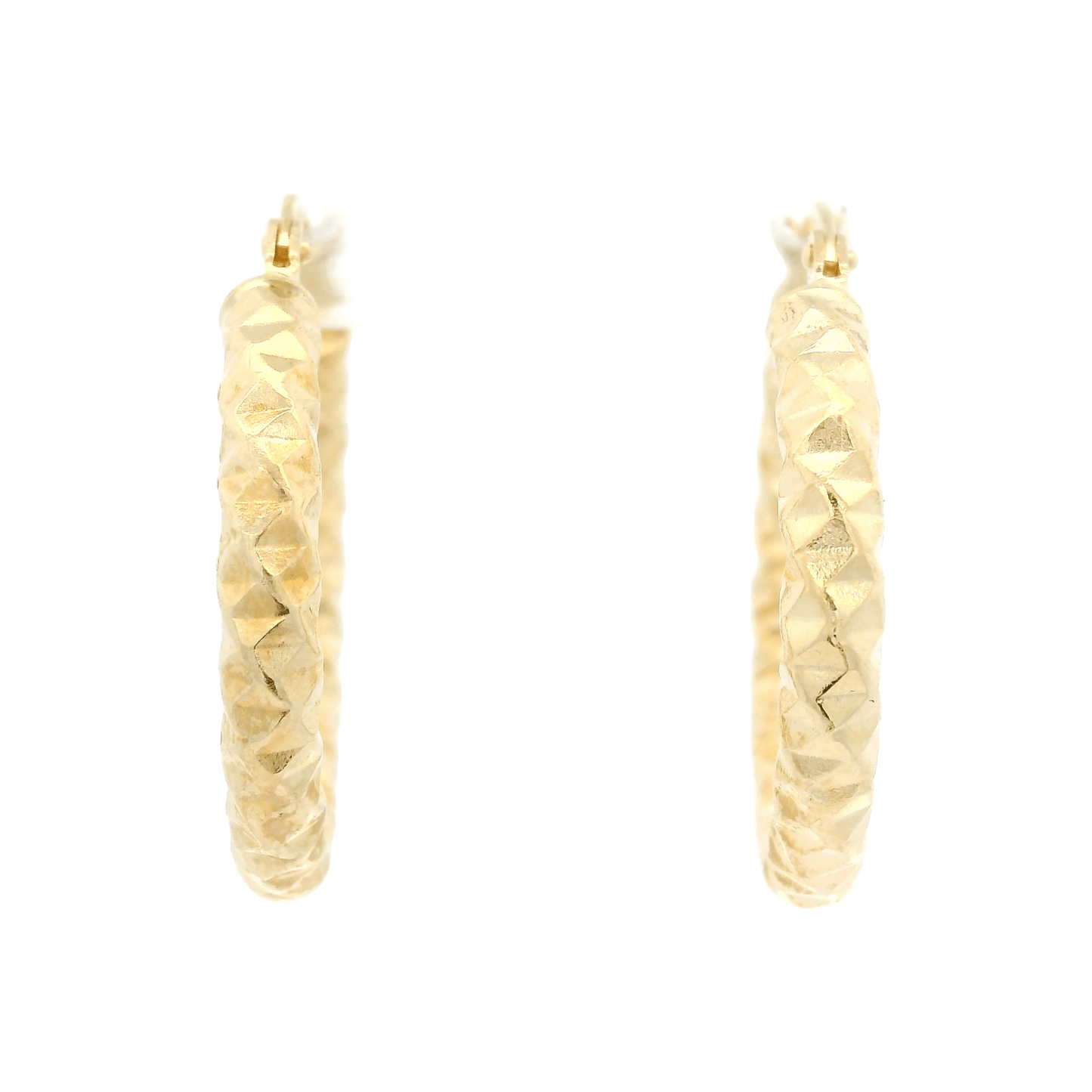 Diamond Pattern Gold Hoops - Forever Rox