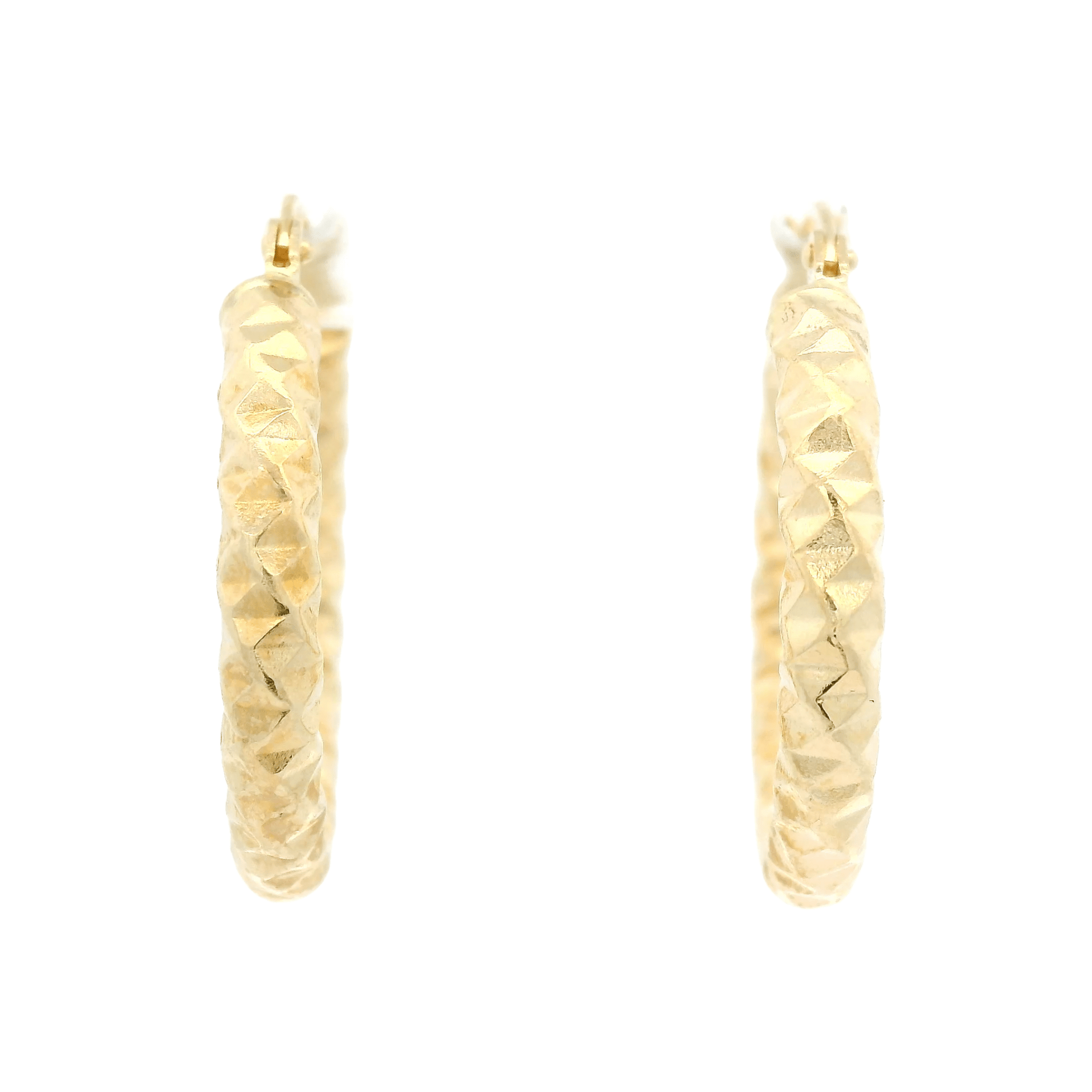 Diamond Pattern Gold Hoops - Forever Rox