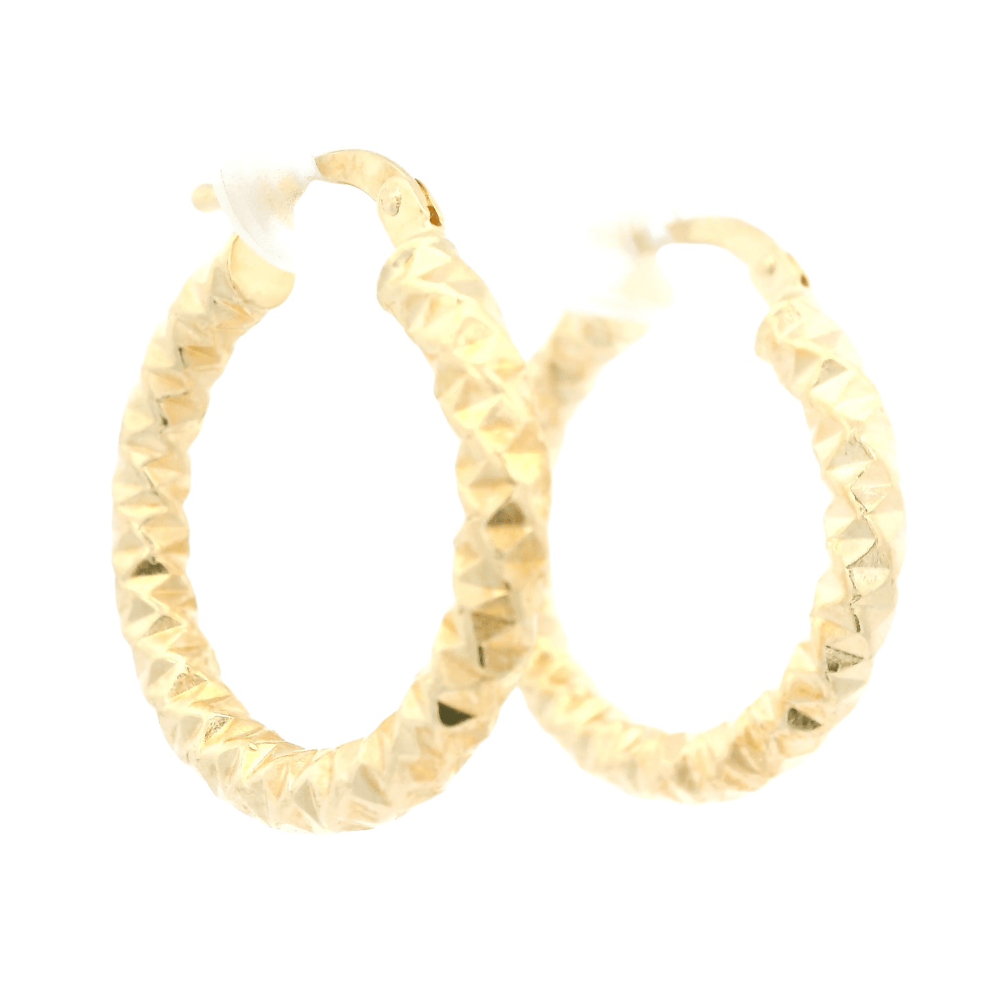 Diamond Pattern Gold Hoops - Forever Rox