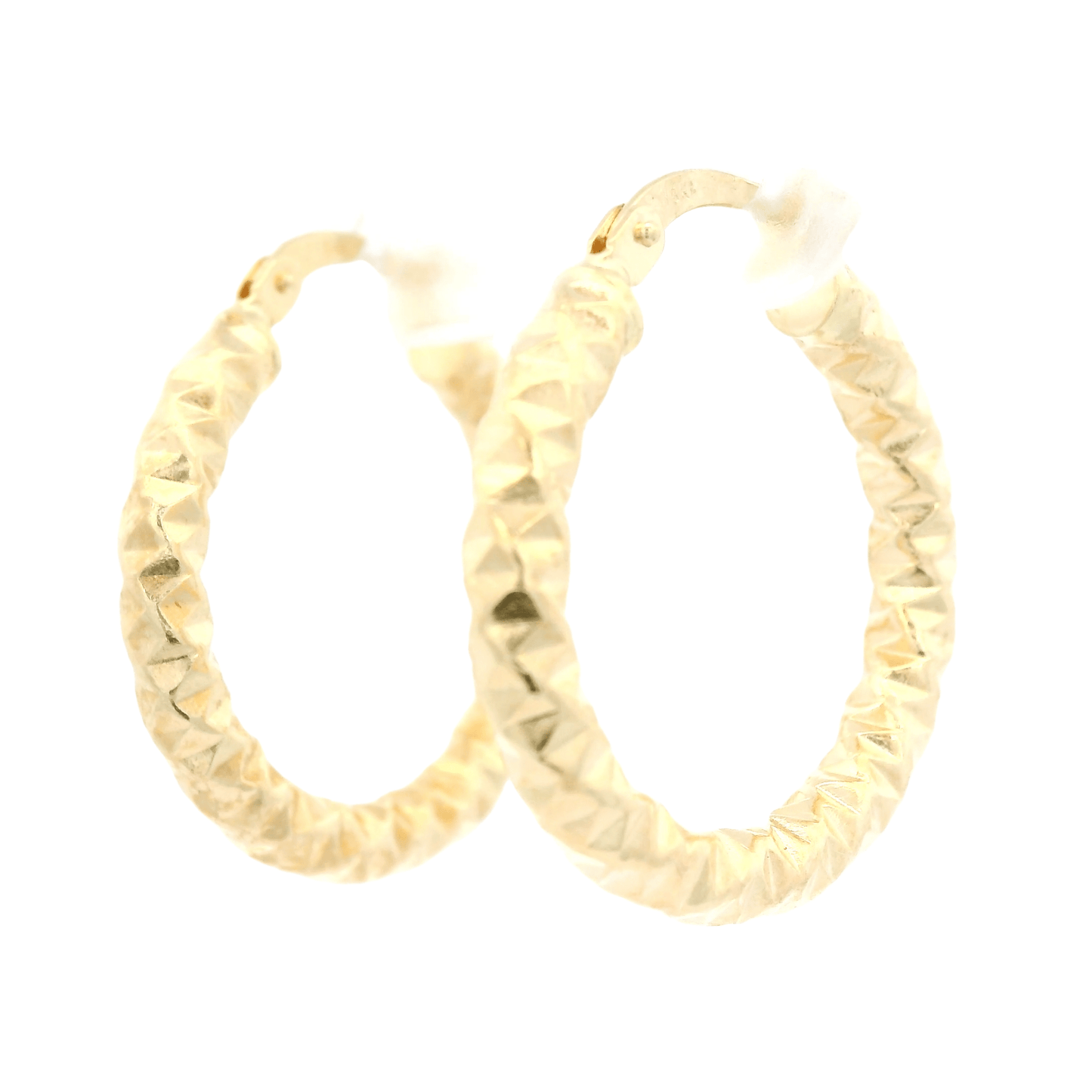 Diamond Pattern Gold Hoops - Forever Rox