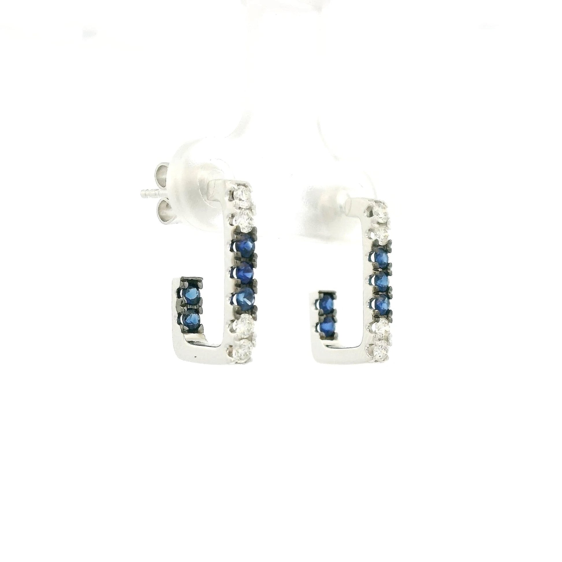 Diamond & Sapphire Half Hoops - Forever Rox