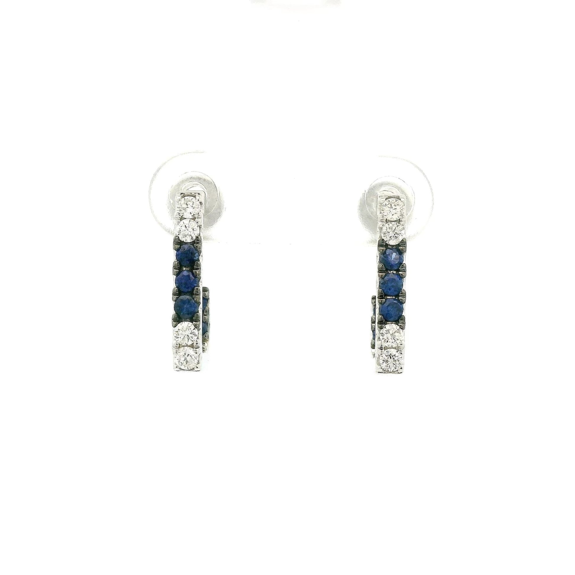 Diamond & Sapphire Half Hoops - Forever Rox