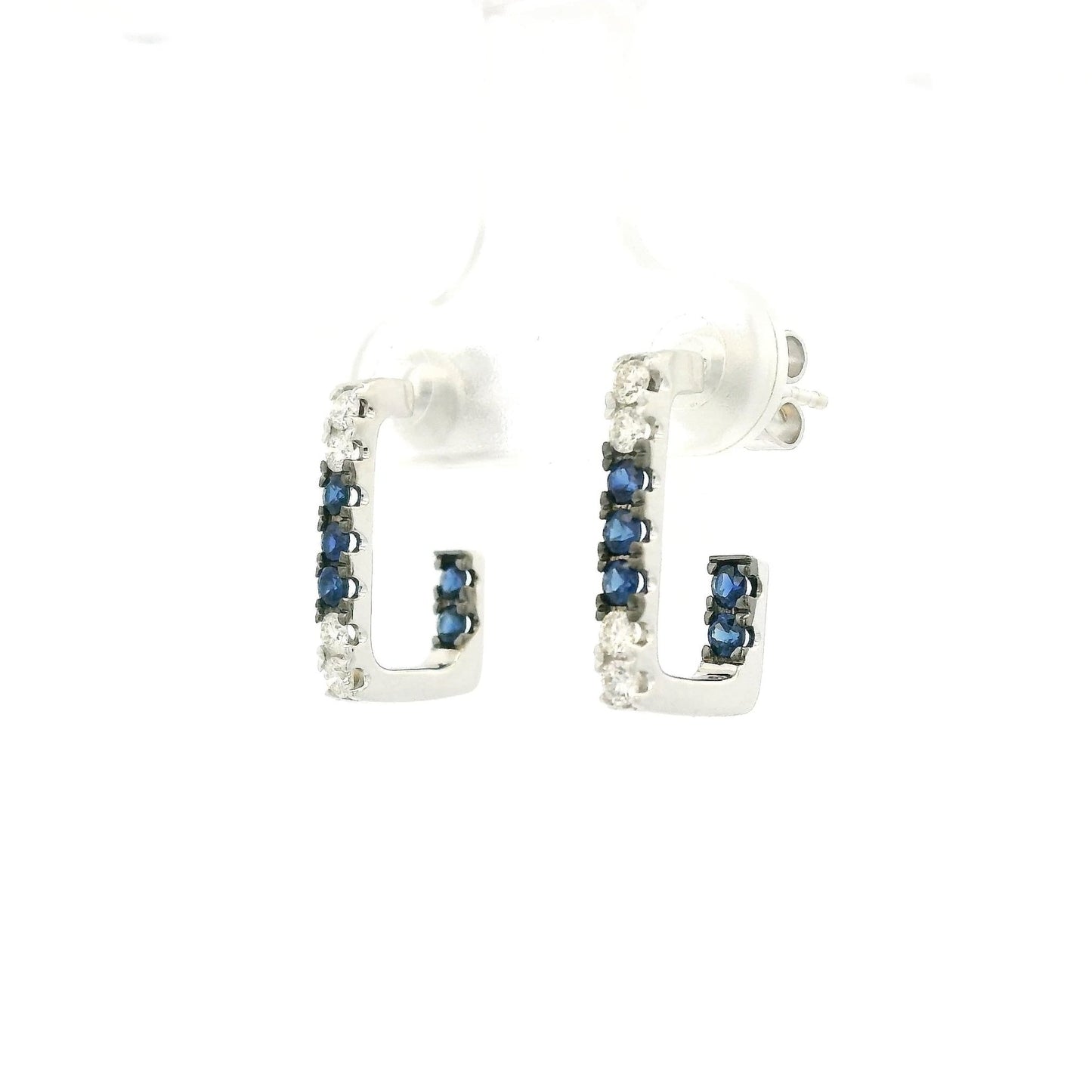 Diamond & Sapphire Half Hoops - Forever Rox