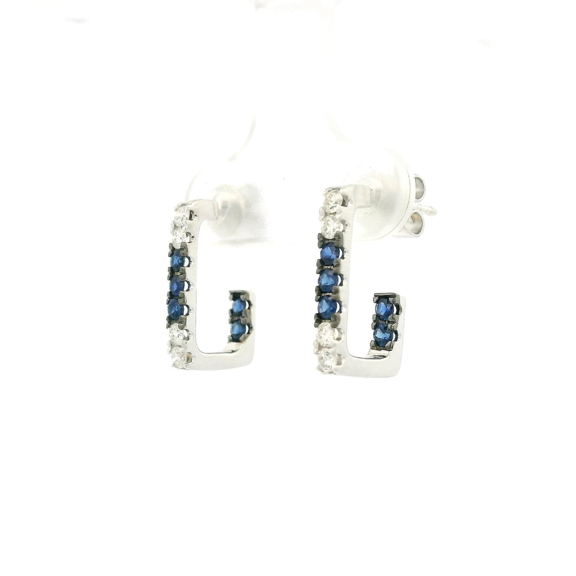 Diamond & Sapphire Half Hoops - Forever Rox