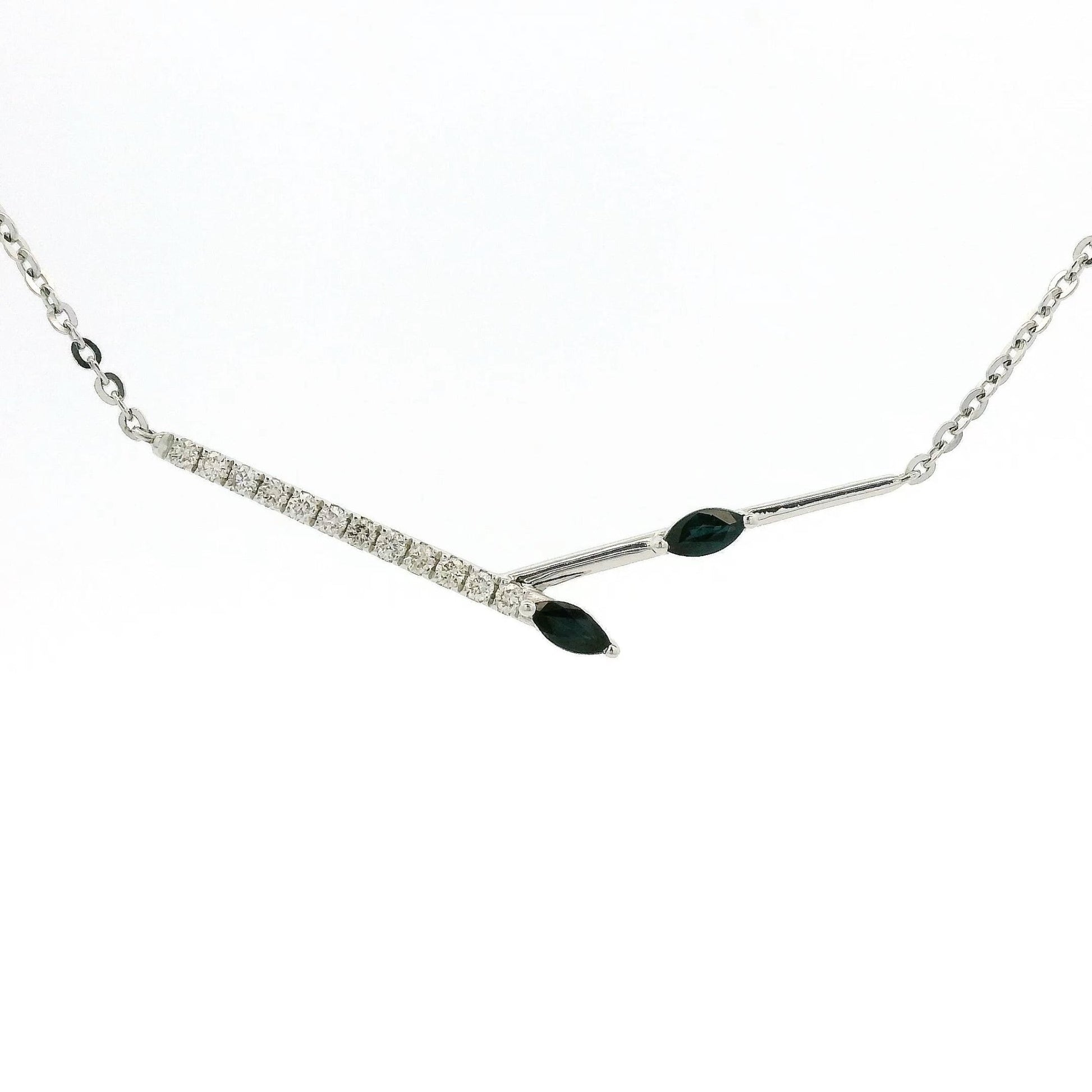 Diamond & Sapphire Twig Design Pendant - Forever Rox