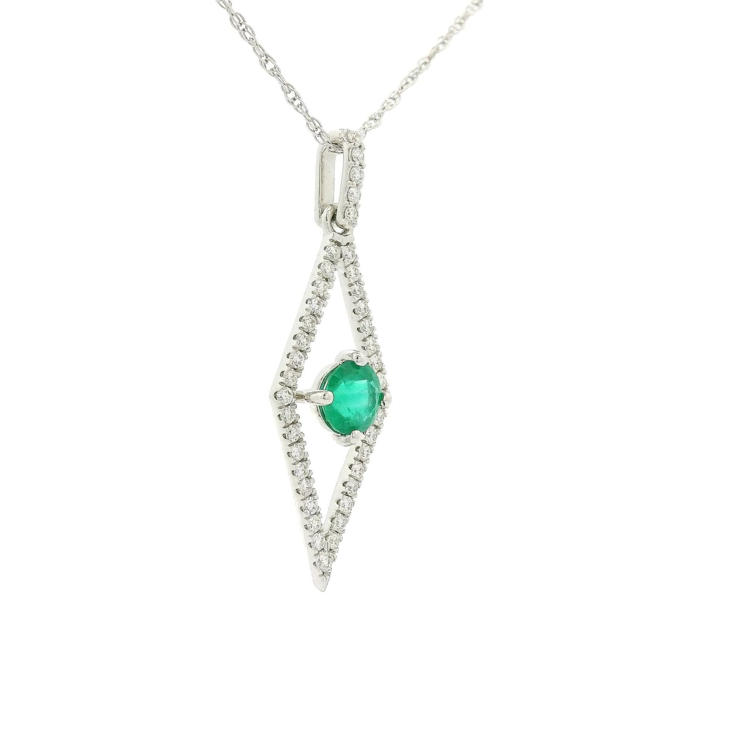 Diamond Shape Emerald and Diamond Pendant - Forever Rox