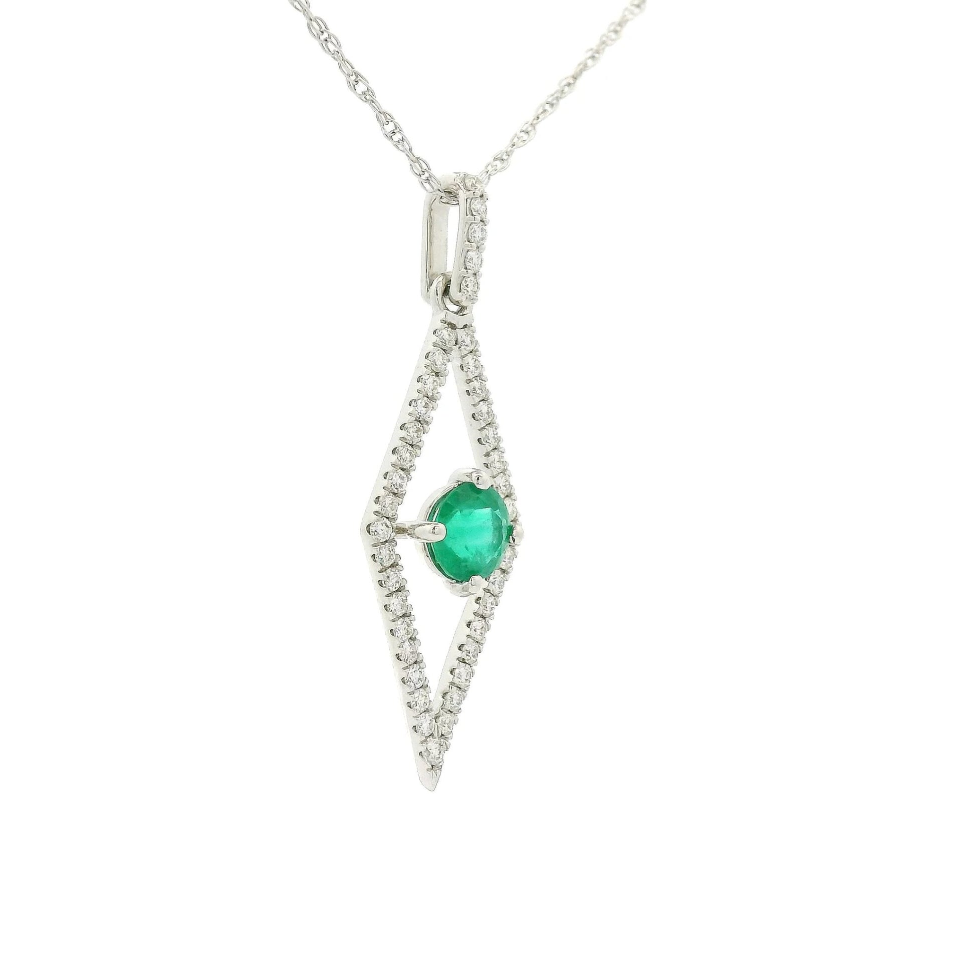 Diamond Shape Emerald and Diamond Pendant - Forever Rox