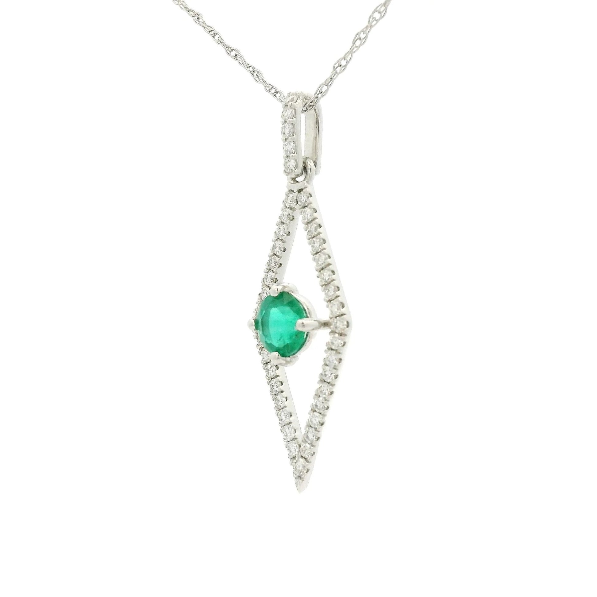 Diamond Shape Emerald and Diamond Pendant - Forever Rox