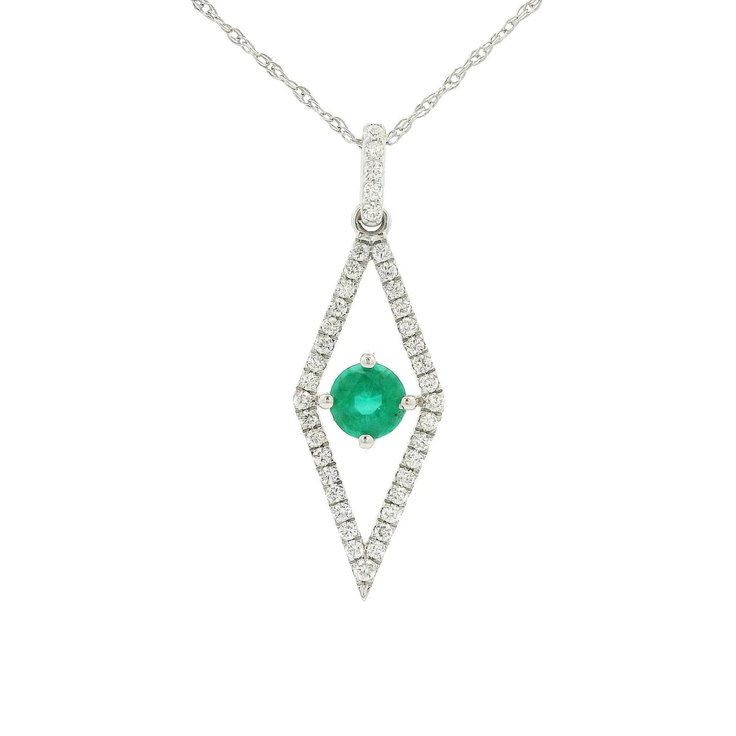 Diamond Shape Emerald and Diamond Pendant - Forever Rox