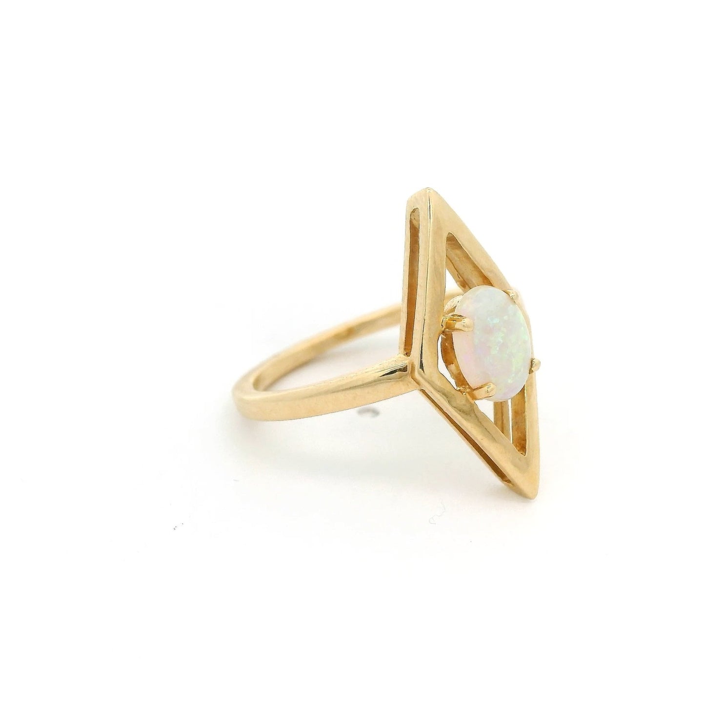 Diamond Shape Ring With Opal - Forever Rox