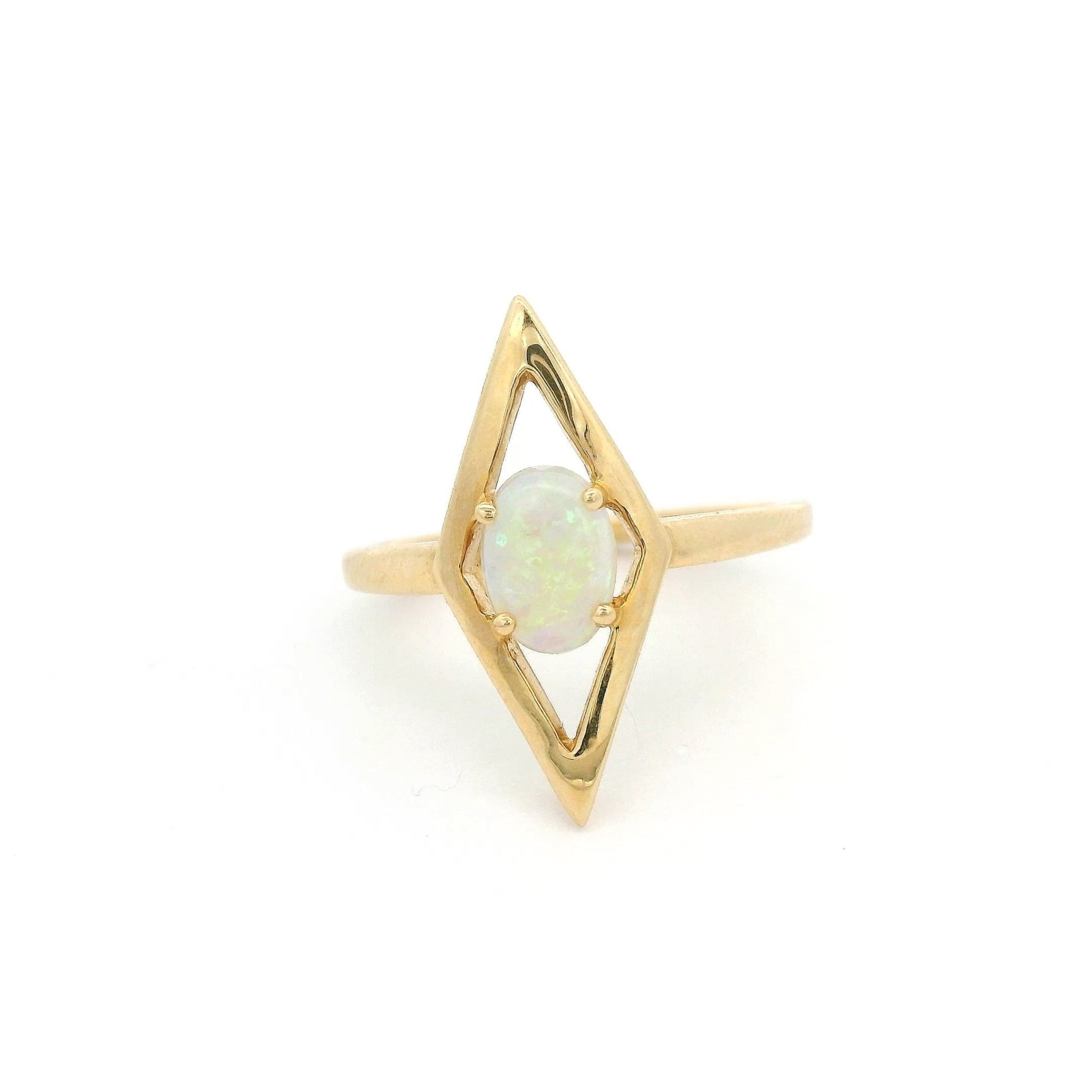 Diamond Shape Ring With Opal - Forever Rox