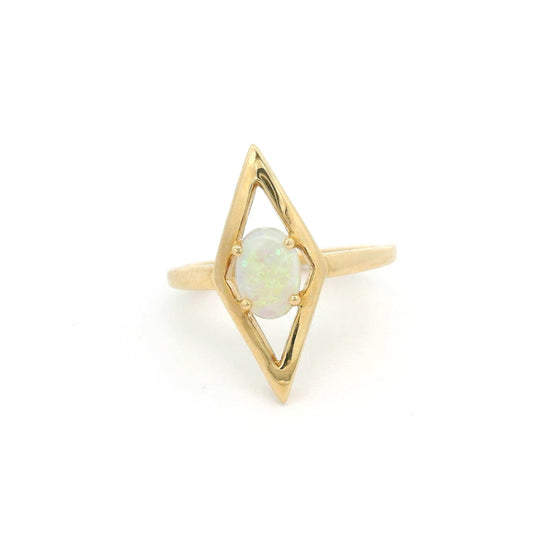 Diamond Shape Ring With Opal - Forever Rox