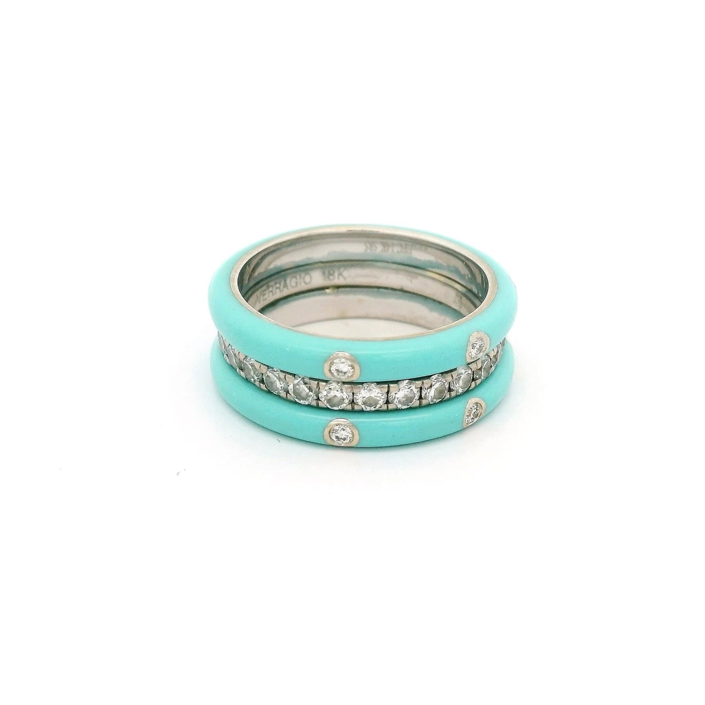 Diamond & Turquoise Eternity Band with Diamonds Set in Turquoise - Forever Rox