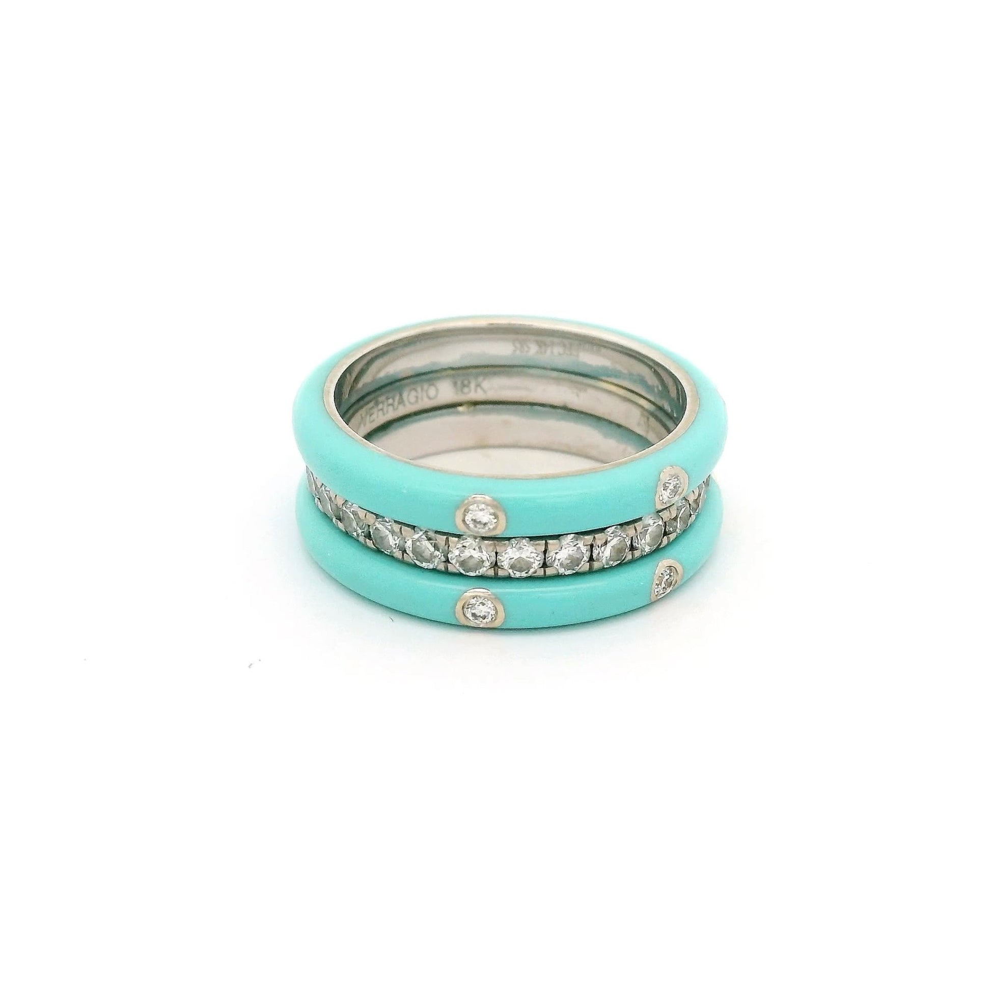 Diamond & Turquoise Eternity Band with Diamonds Set in Turquoise - Forever Rox