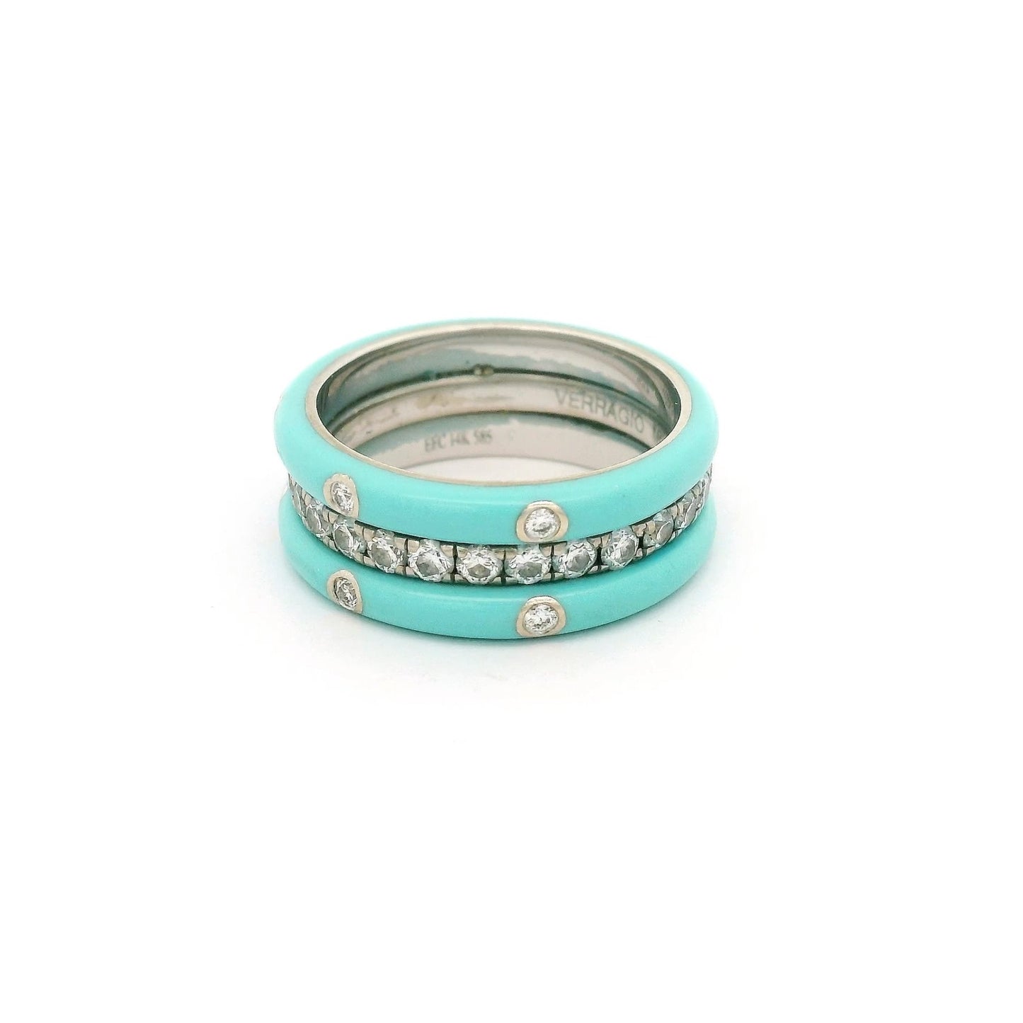 Diamond & Turquoise Eternity Band with Diamonds Set in Turquoise - Forever Rox