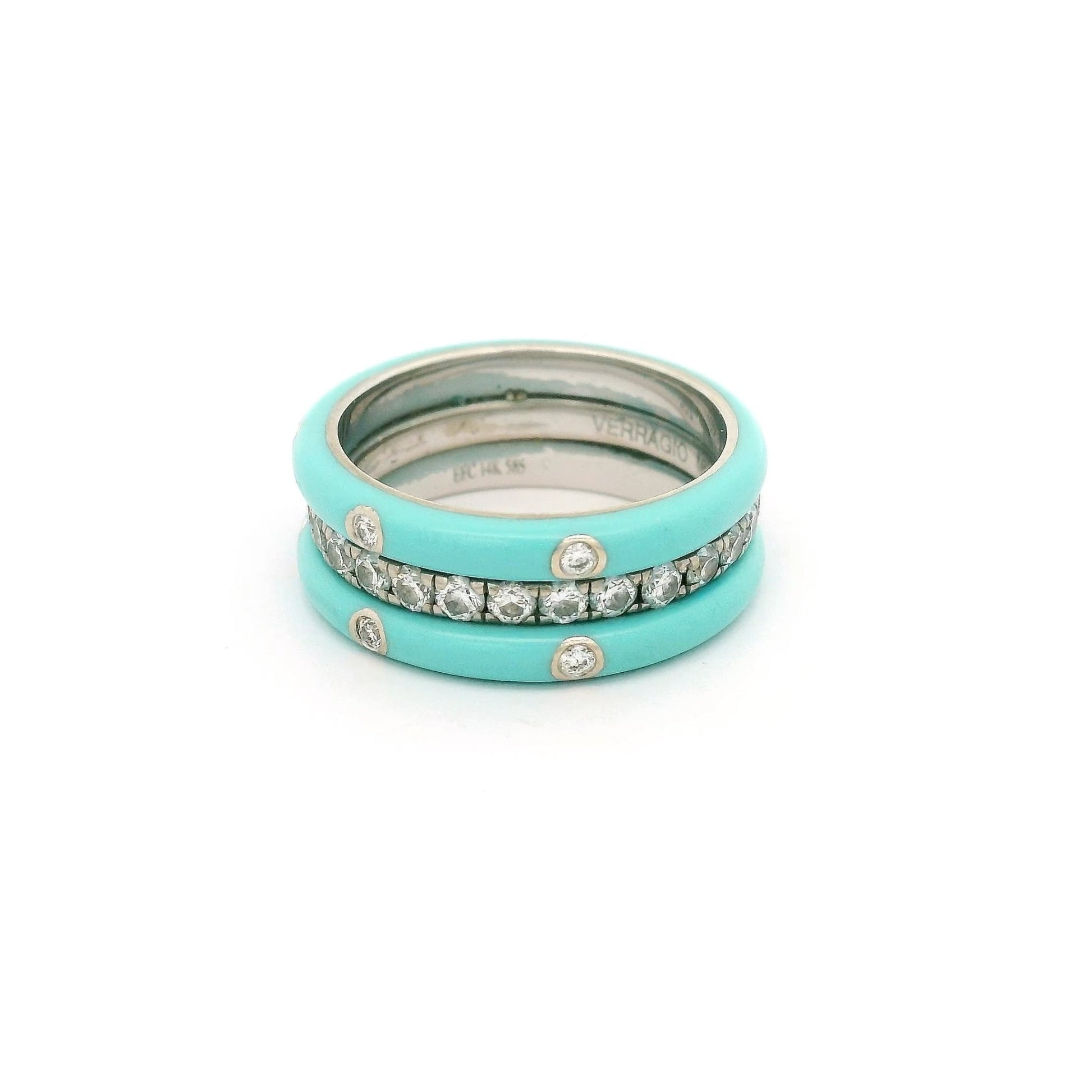 Diamond & Turquoise Eternity Band with Diamonds Set in Turquoise - Forever Rox