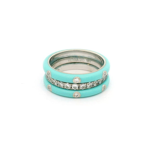 Diamond & Turquoise Eternity Band with Diamonds Set in Turquoise - Forever Rox