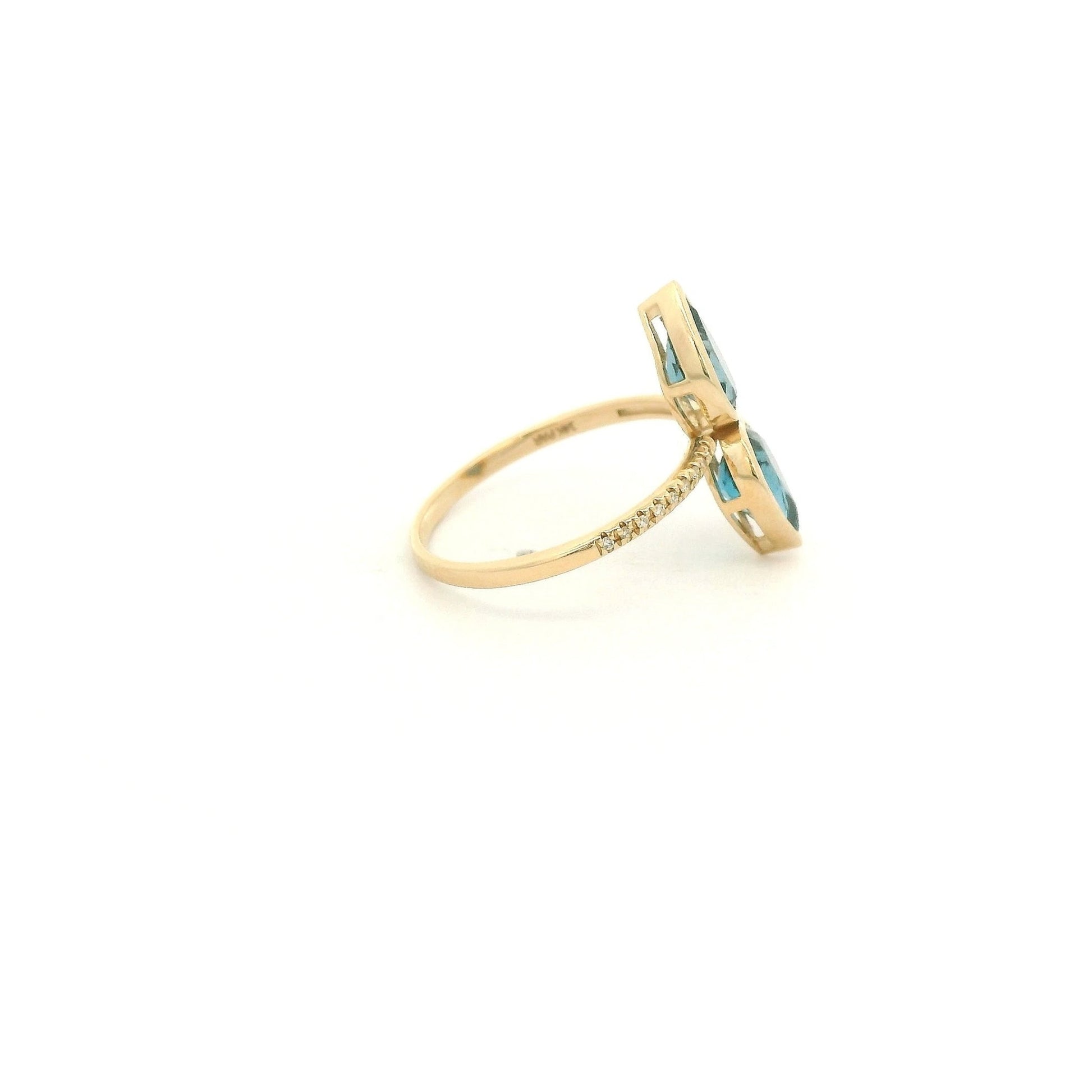 Double Bezel Set Pear Cut London Blue Topaz & Diamond Ring - Forever Rox Fine Jewelry
