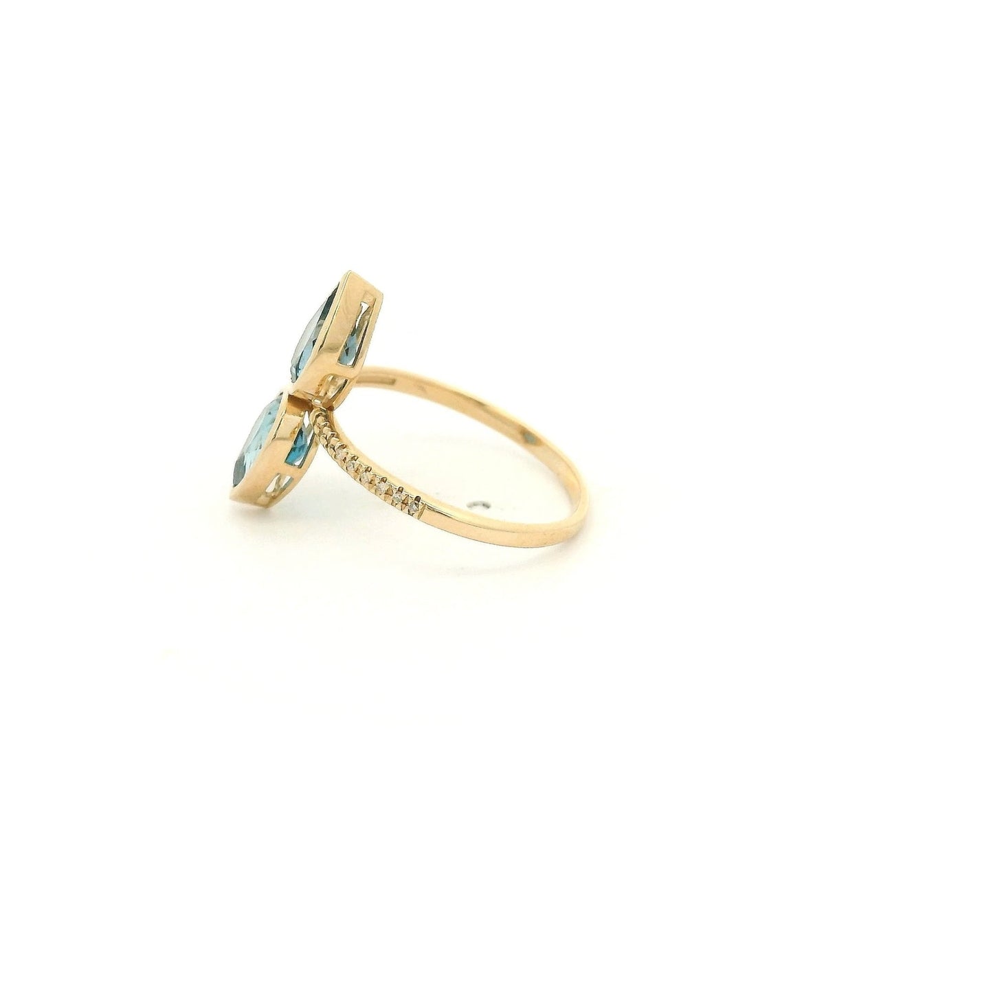 Double Bezel Set Pear Cut London Blue Topaz & Diamond Ring - Forever Rox Fine Jewelry