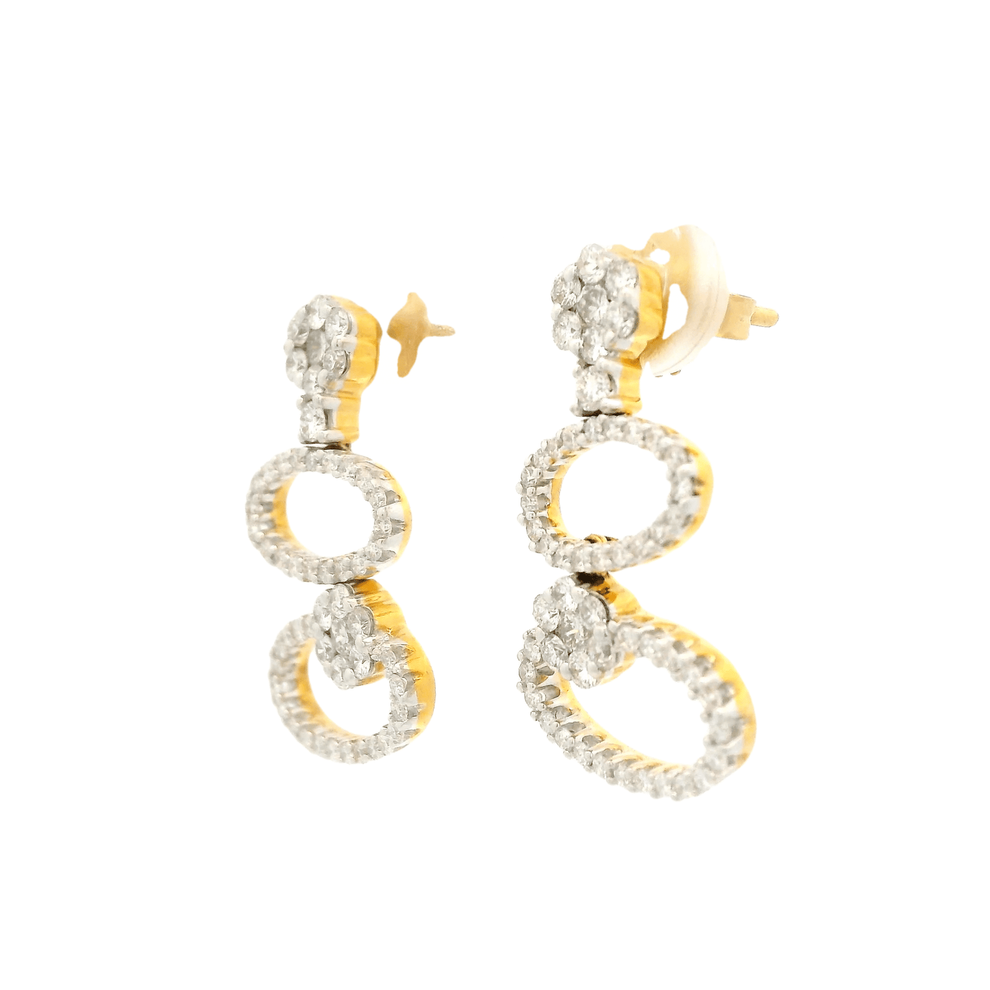 Double Diamond Oval Dangles With Diamond Clusters - Forever Rox