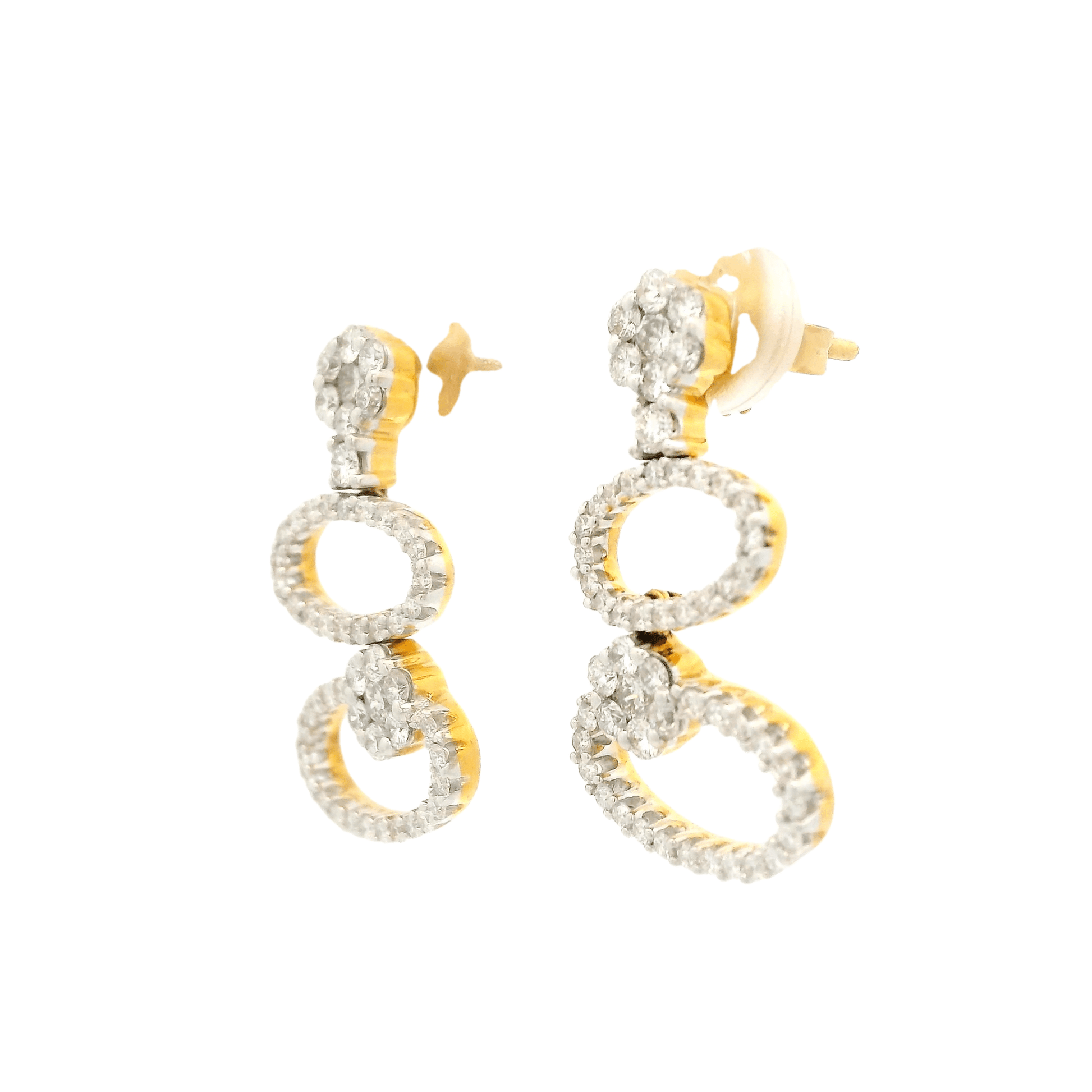 Double Diamond Oval Dangles With Diamond Clusters - Forever Rox