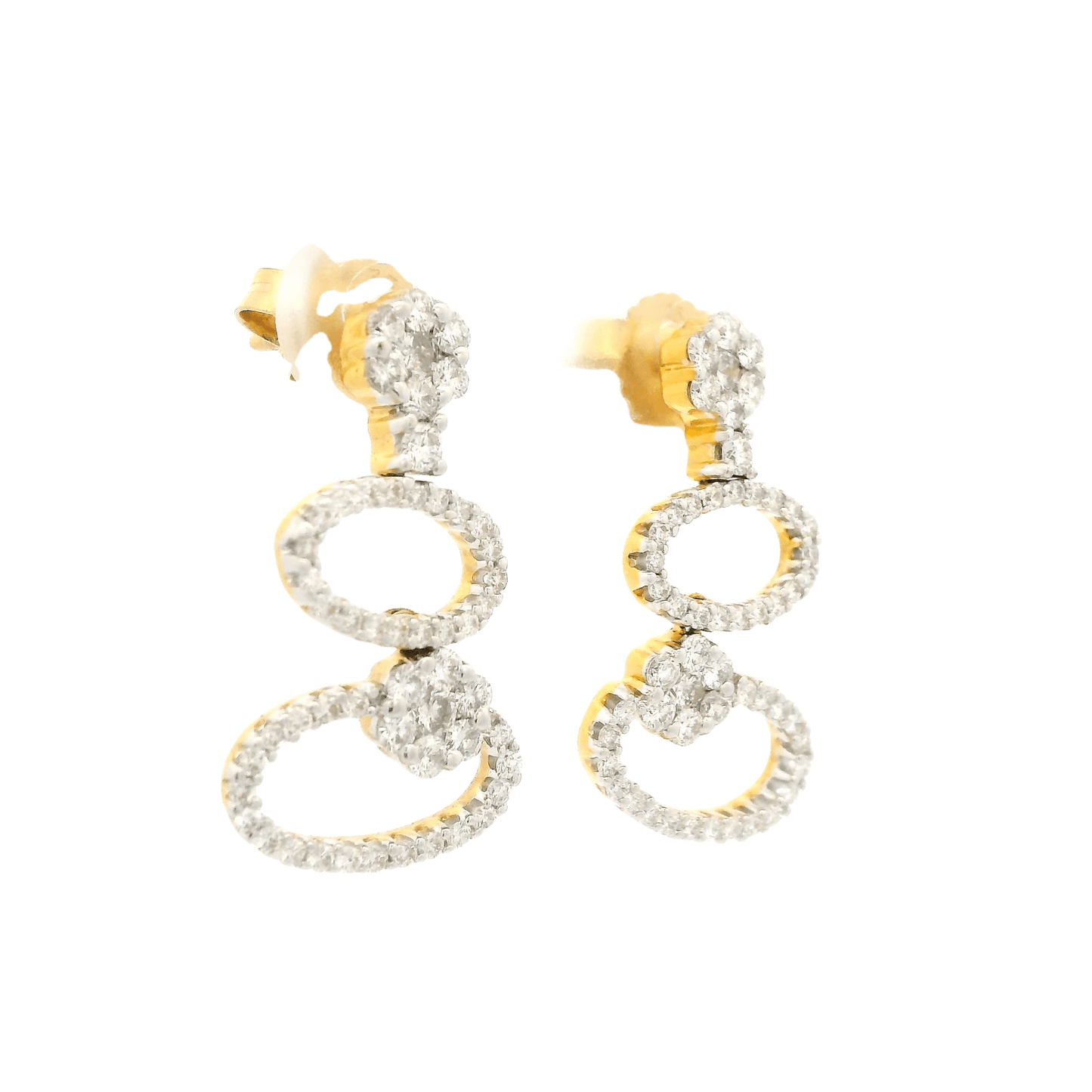 Double Diamond Oval Dangles With Diamond Clusters - Forever Rox