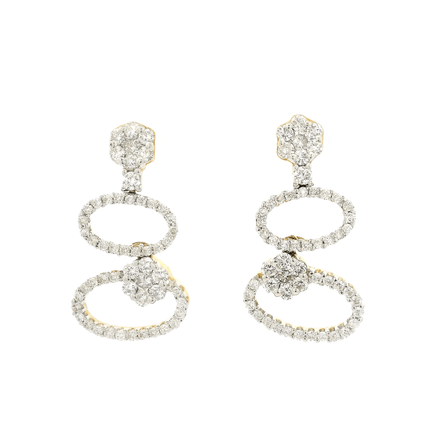 Double Diamond Oval Dangles With Diamond Clusters - Forever Rox