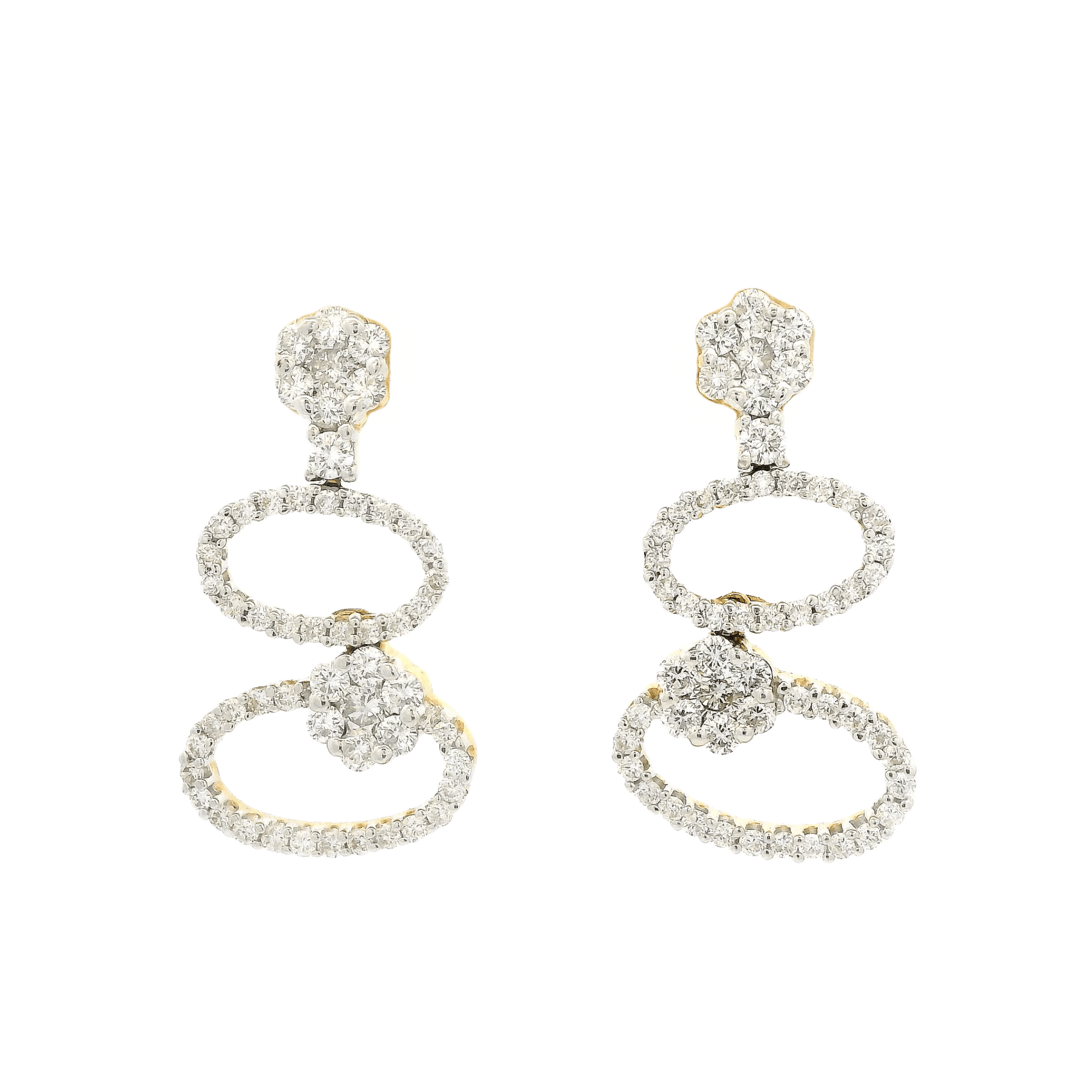 Double Diamond Oval Dangles With Diamond Clusters - Forever Rox