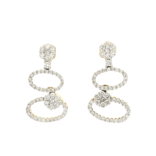 Double Diamond Oval Dangles With Diamond Clusters - Forever Rox
