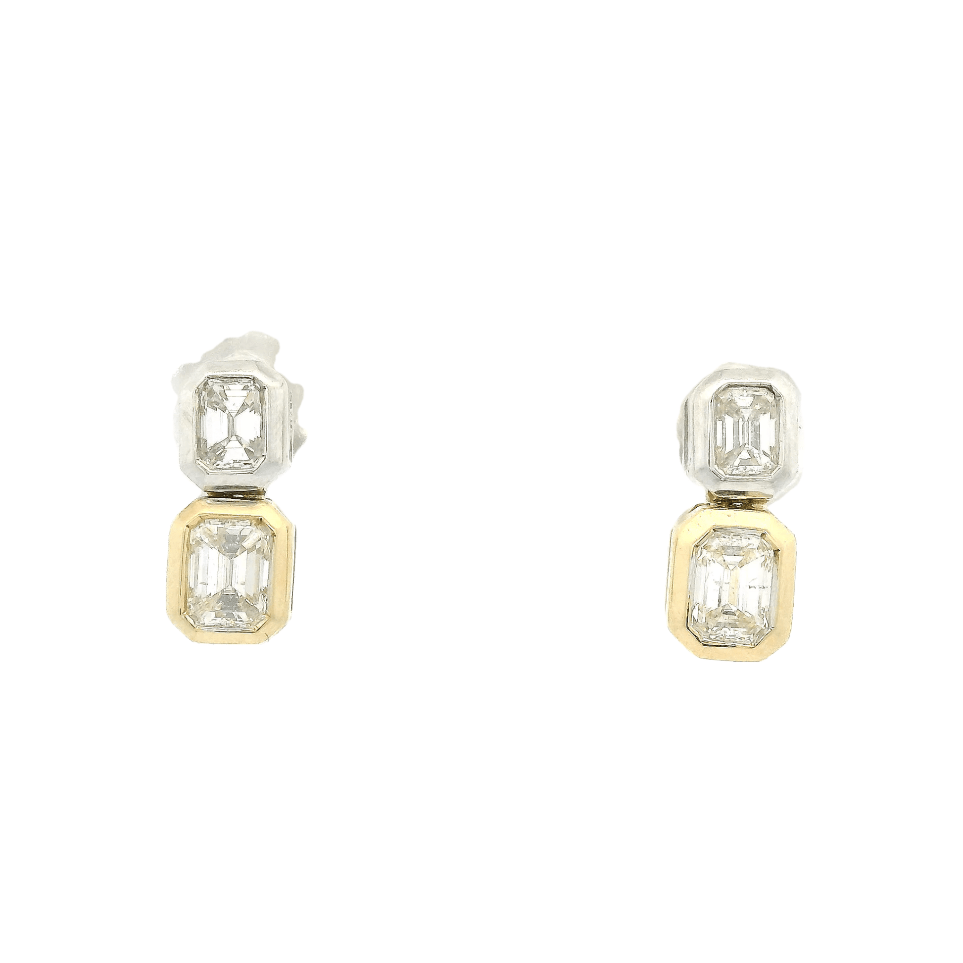 Double Emerald Cut Diamond Studs - Forever Rox