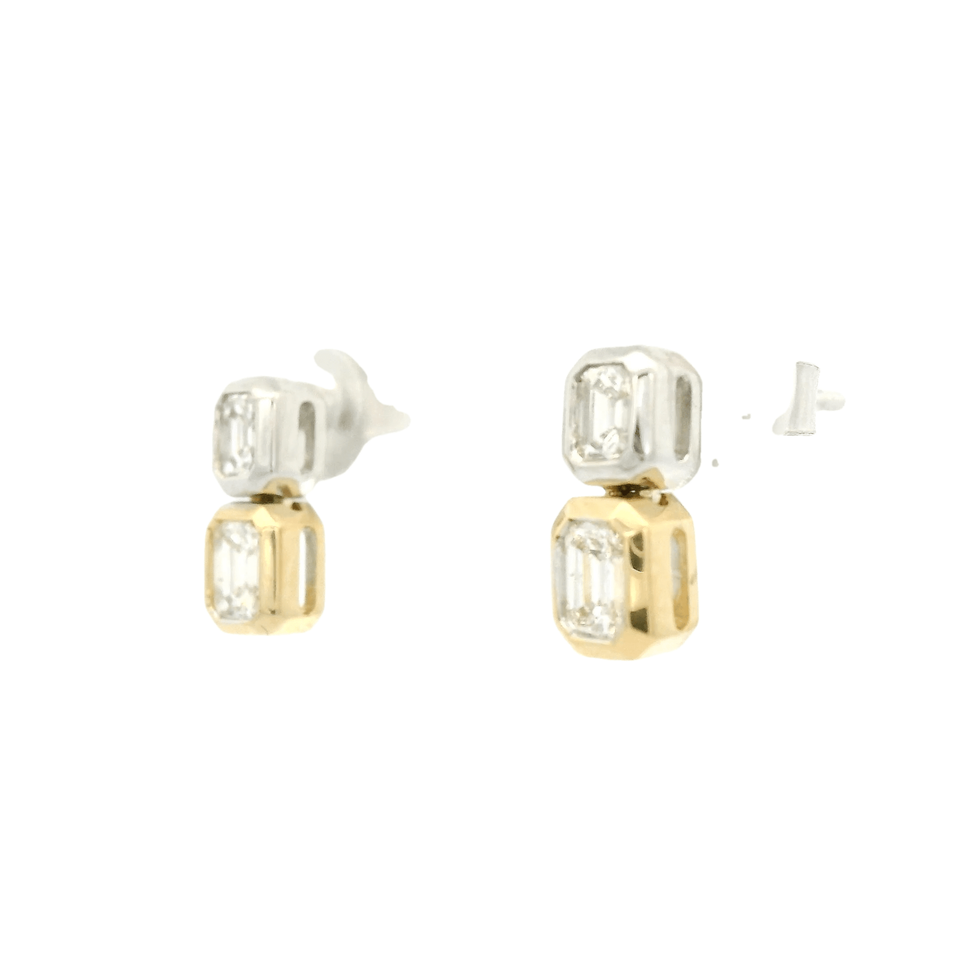 Double Emerald Cut Diamond Studs - Forever Rox