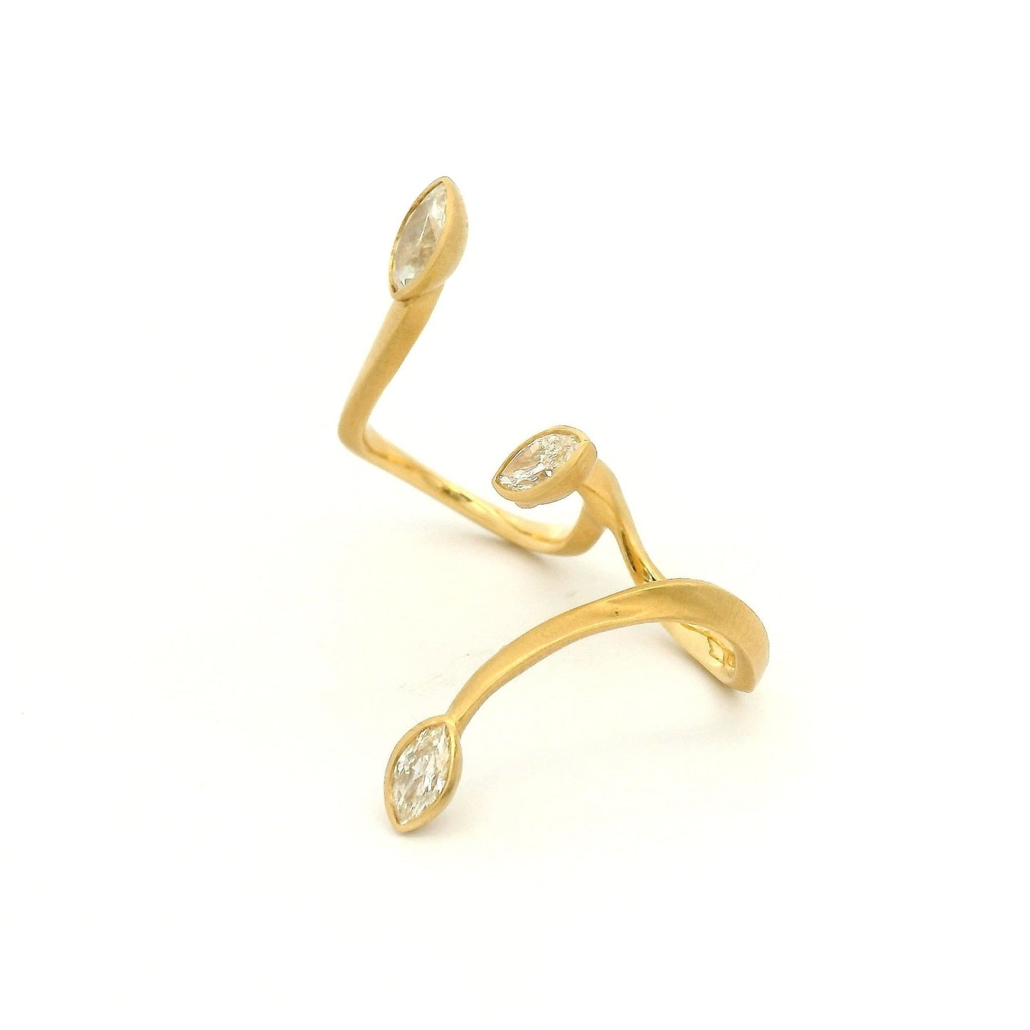 Double Finger Ring With Marquise Cut Diamonds - Forever Rox Fine Jewelry